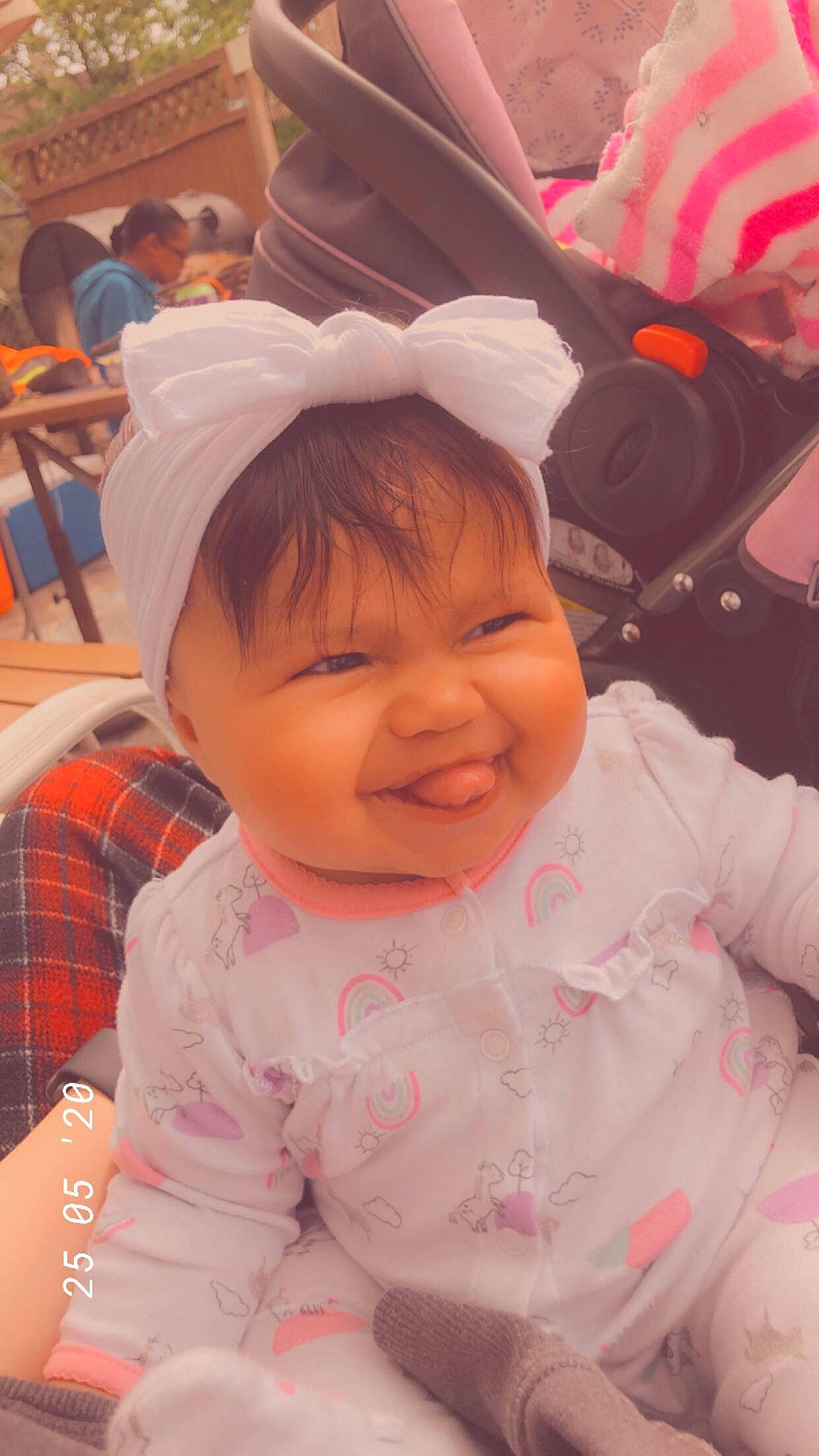 Avaleigh is registered to the contest to win money with this photo: baby, bonnet, cheek, child, ear, eye, face, facial_expression, happy, head, headgear, joy, lip, mouth, nose, person, pink, skin, smile, toddler