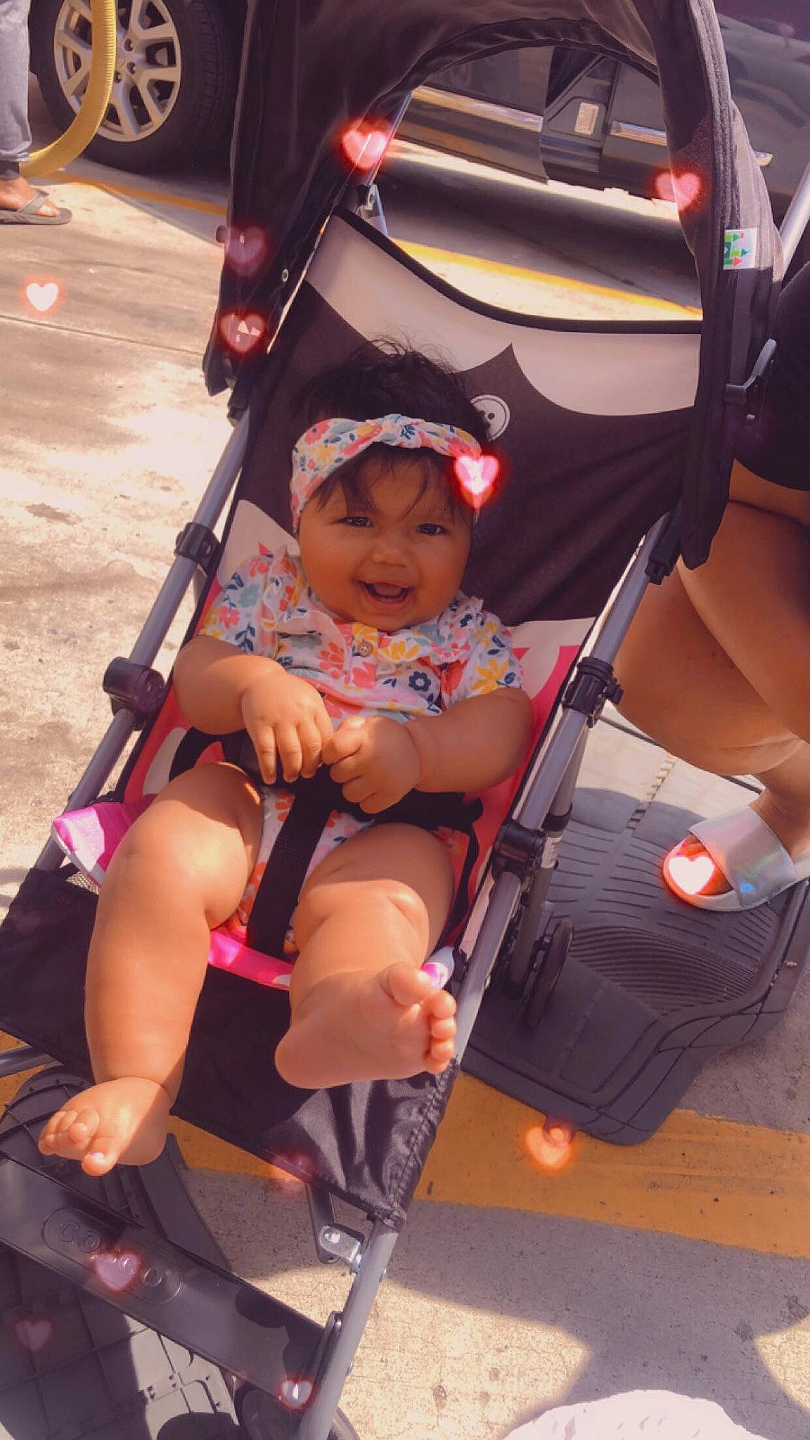 Avaleigh is registered to the contest to win money with this photo: baby, baby_carriage, baby_products, child, headwear, leg, person, product, toddler