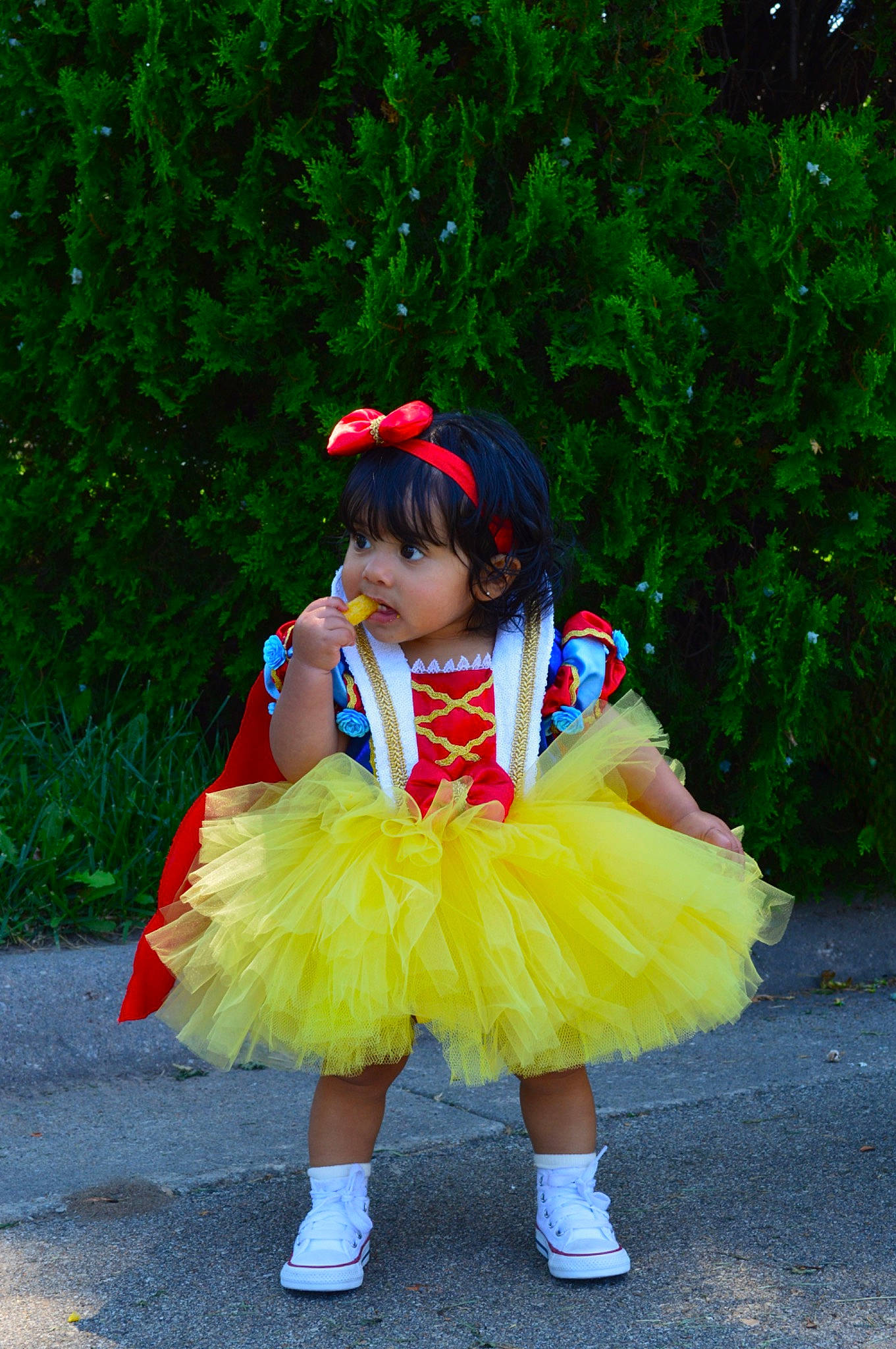 Jaylani joined the competition — help win amazing prizes! bangs, child, cosplay, costume, electric_blue, event, fashion_accessory, fictional_character, fun, garden, grass, happy, headgear, hime_cut, magenta, person, plant, recreation, ruffle, toddler