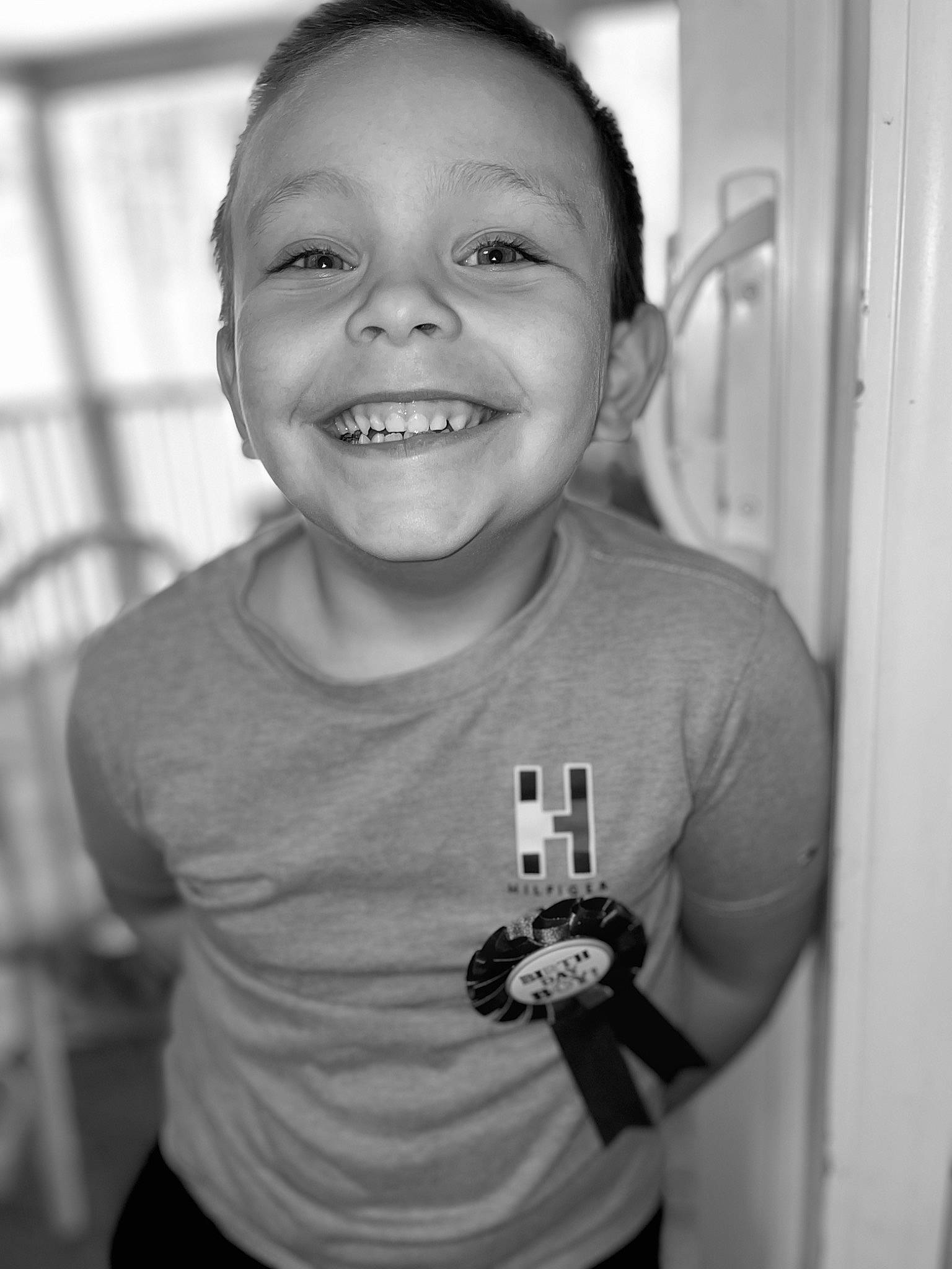 Jaxson joined the competition — help win amazing prizes! black_and_white, cheek, flash_photography, gesture, hairstyle, hand, happy, human_body, iris, joy, monochrome, monochrome_photography, person, shoulder, sleeve, smile, standing, style, t_shirt, thumb
