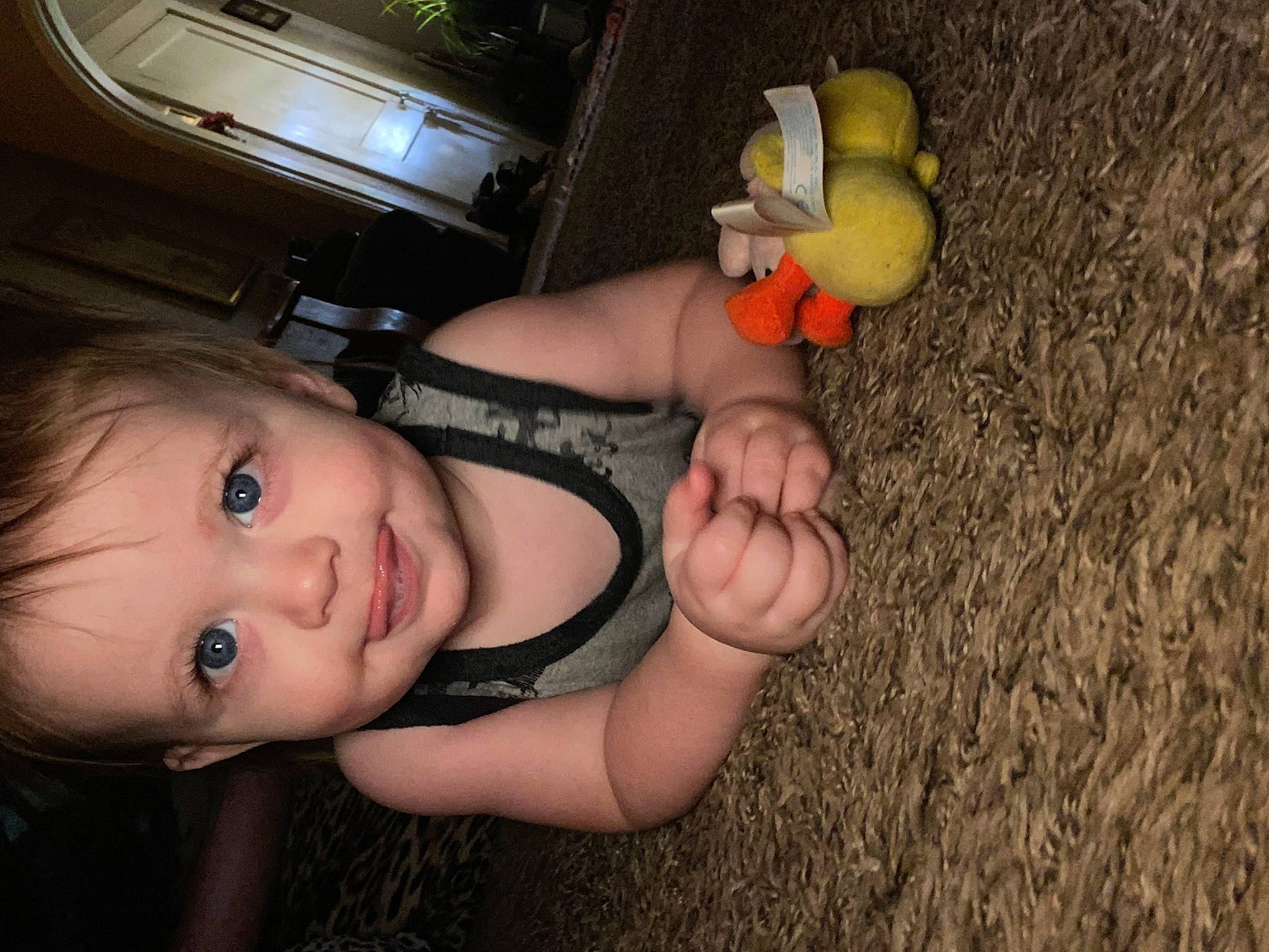 Cedar joined the competition — help win amazing prizes! child, finger, flash_photography, foot, fun, grass, hand, human_leg, mouth, nail, nose, person, plant, smile, thigh, thumb, toddler, toy, tree, trunk