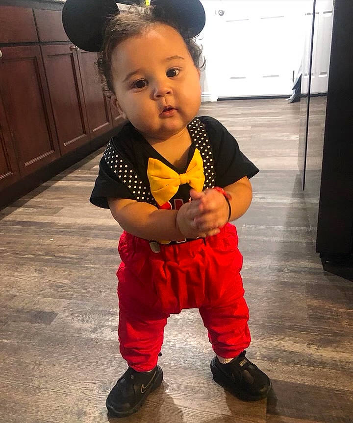 Dominic joined the competition — help win amazing prizes! audio_equipment, baby, baby_toddler_clothing, child, child_model, cool, costume, door, flooring, fun, hairstyle, happy, hardwood, person, room, sitting, sleeve, standing, toddler, wood