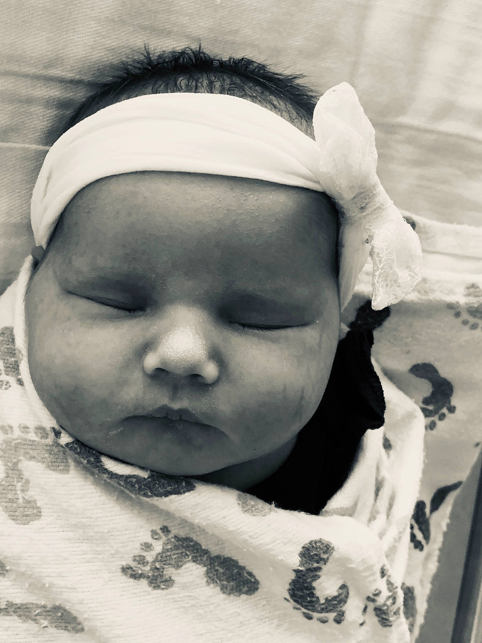 Raylynn joined the competition — help win amazing prizes! baby, black_and_white, cheek, child, close_up, eye, eyebrow, face, forehead, head, headwear, lip, monochrome, mouth, nose, person, photograph, photography, skin, smile