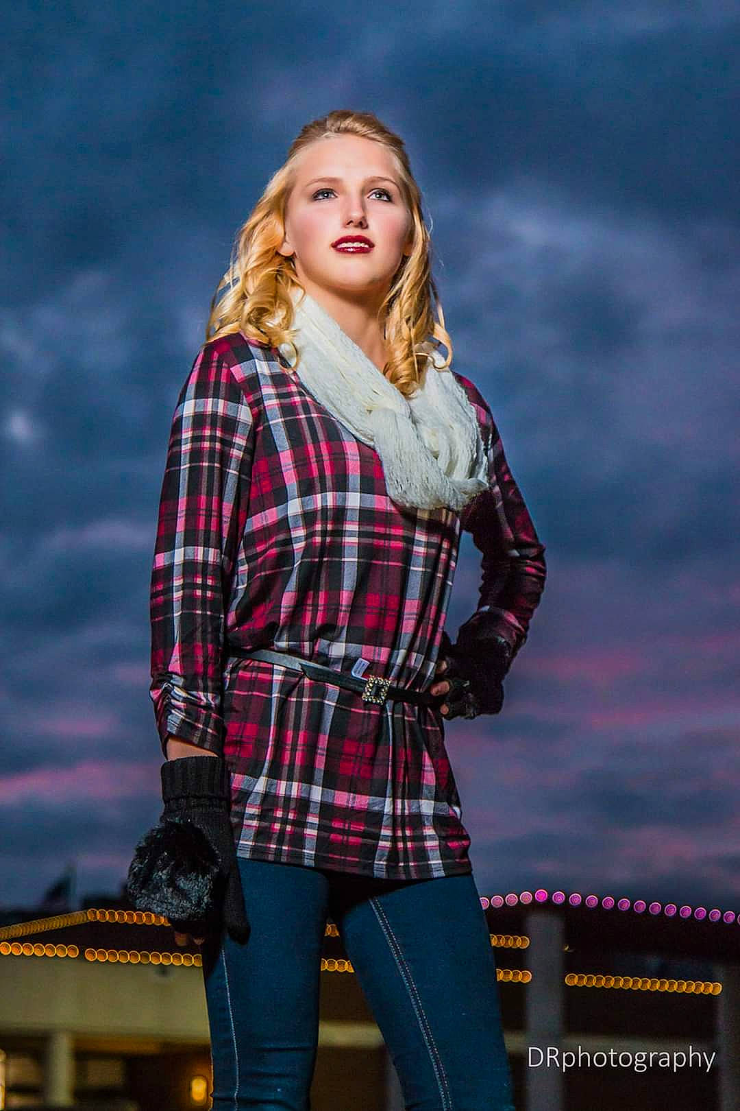 Landyn joined the competition — help win amazing prizes! beauty, blond, blue, clothing, design, electric_blue, fashion, flash_photography, jeans, lady, long_hair, model, outerwear, pattern, person, photo_shoot, photography, plaid, portrait_photography, tartan