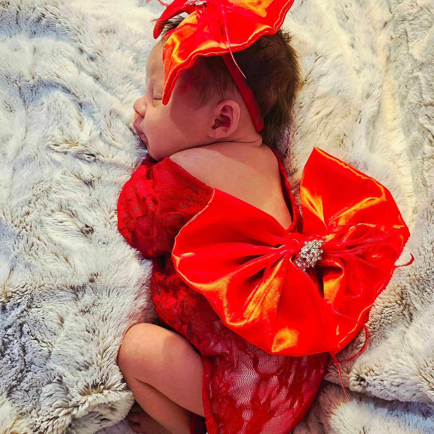 Delanei joined the competition — help win amazing prizes! baby, blanket, clothing, cozy, cute, cute_outfit, face, headband, indoor, infant, lace, newborn, peaceful, portrait, red_bow, resting, sleeping, soft_texture, toddler, wrapped