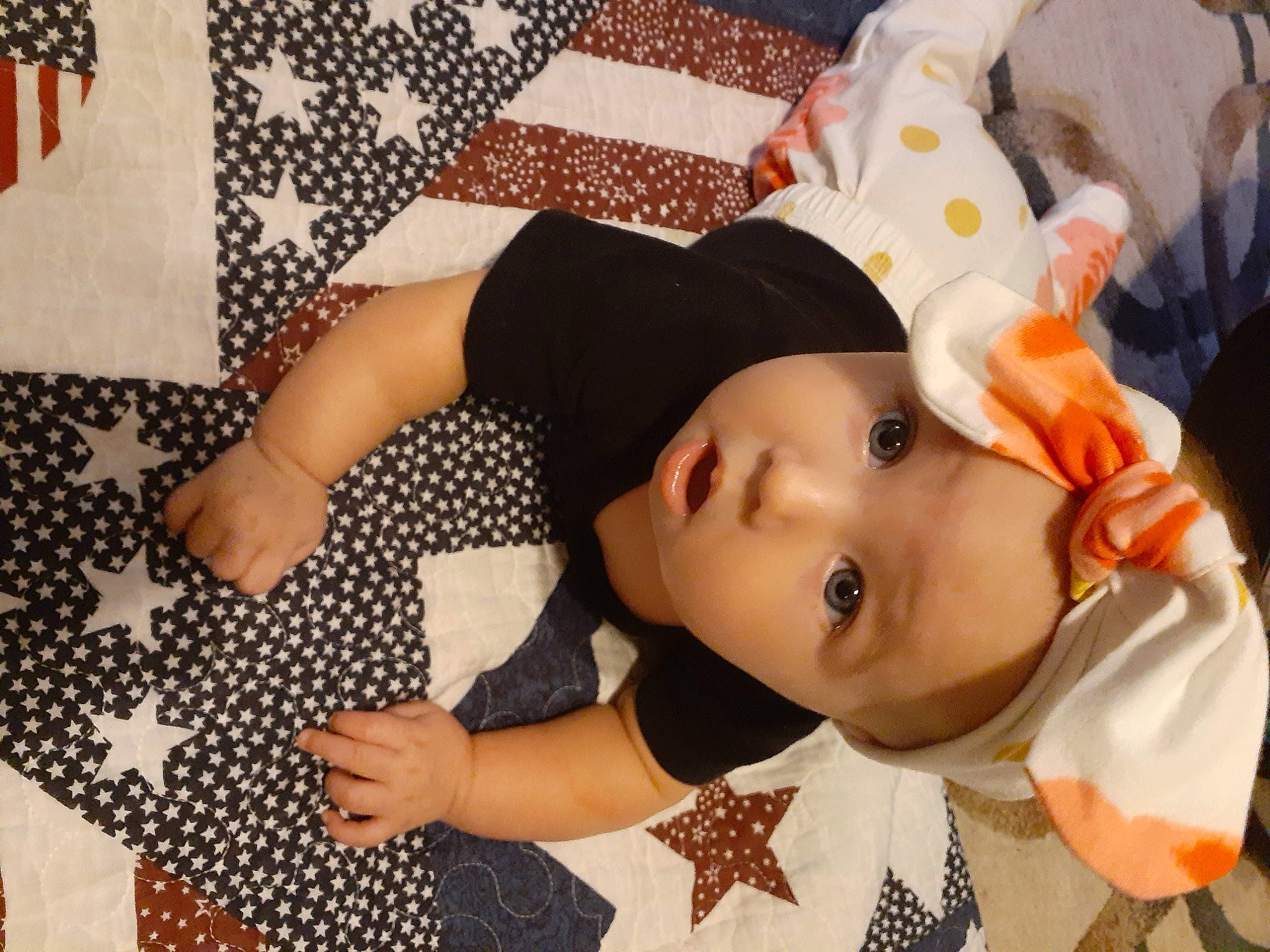 Alaina Bailey is registered to the contest to win money with this photo: baby, child, design, ear, headgear, pattern, person, surprise, toddler