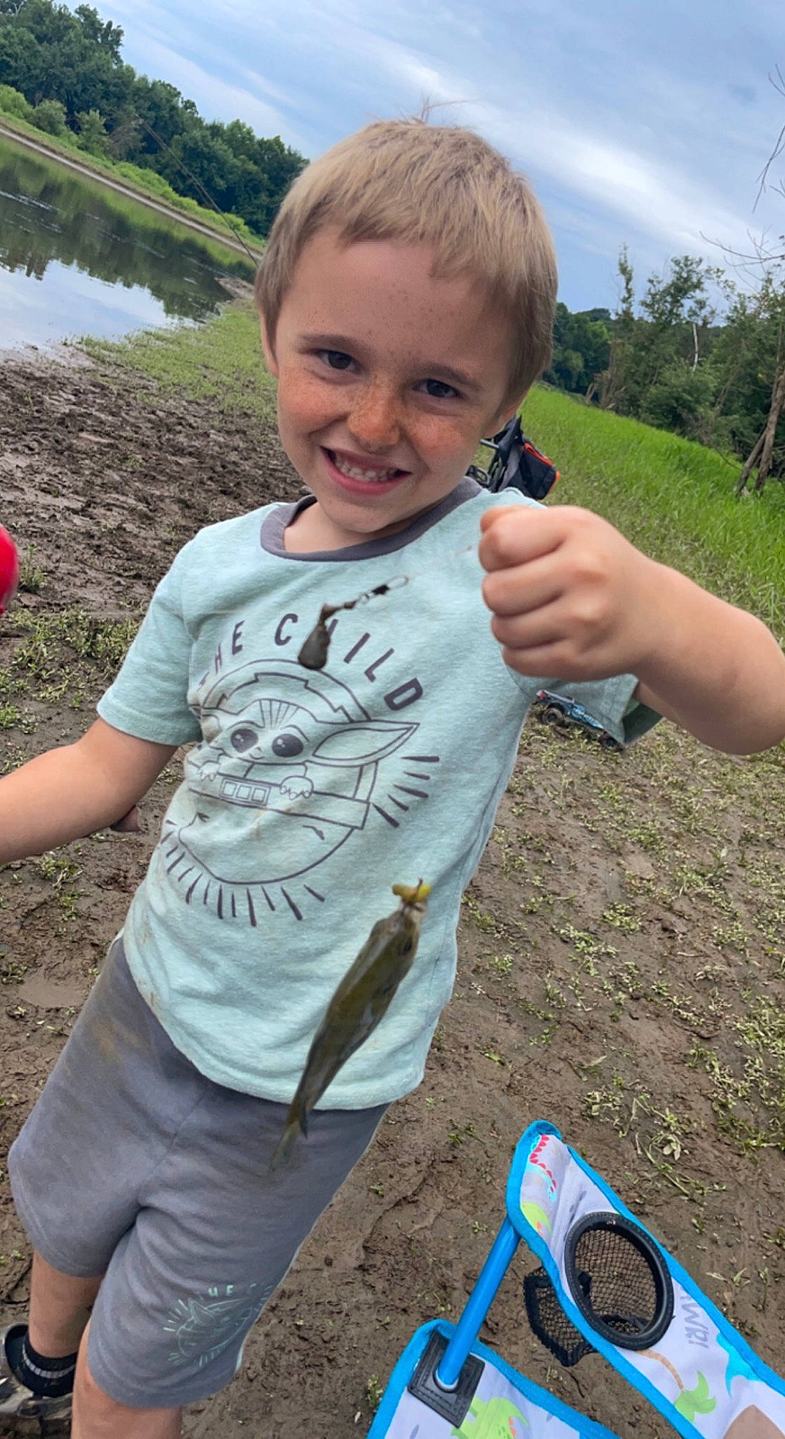 Dakota is registered to the contest to win money with this photo: blue, child, cool, fun, grass, happy, joy, leisure, nature, people_in_nature, person, plant, recreation, sky, sleeve, smile, summer, t_shirt, toddler, tree