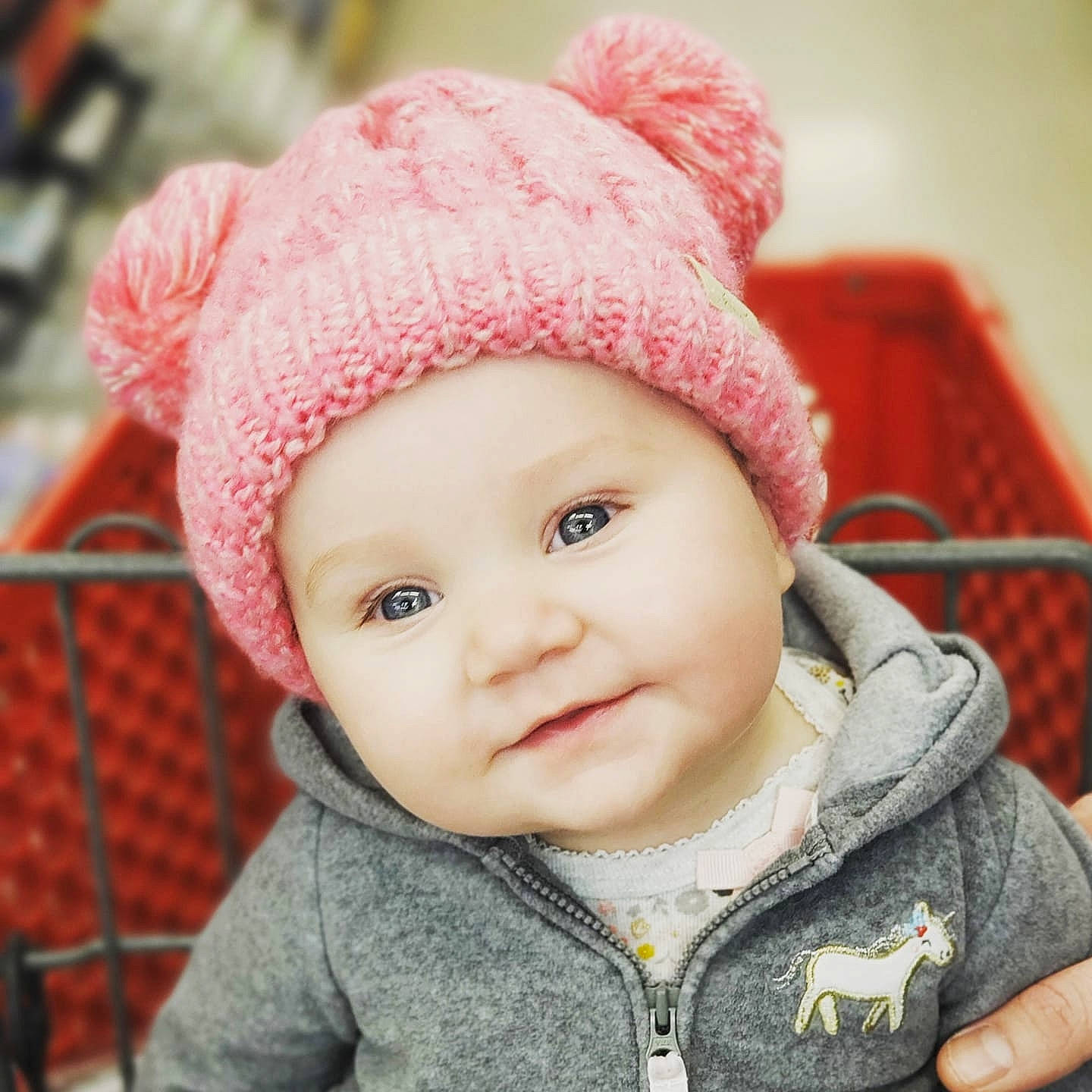 Liberty is registered to the contest to win money with this photo: baby, beanie, beauty, bonnet, cap, child, clothing, crochet, ear, fashion_accessory, fur, hat, headgear, headwear, knit_cap, knitting, outerwear, person, pink, smile
