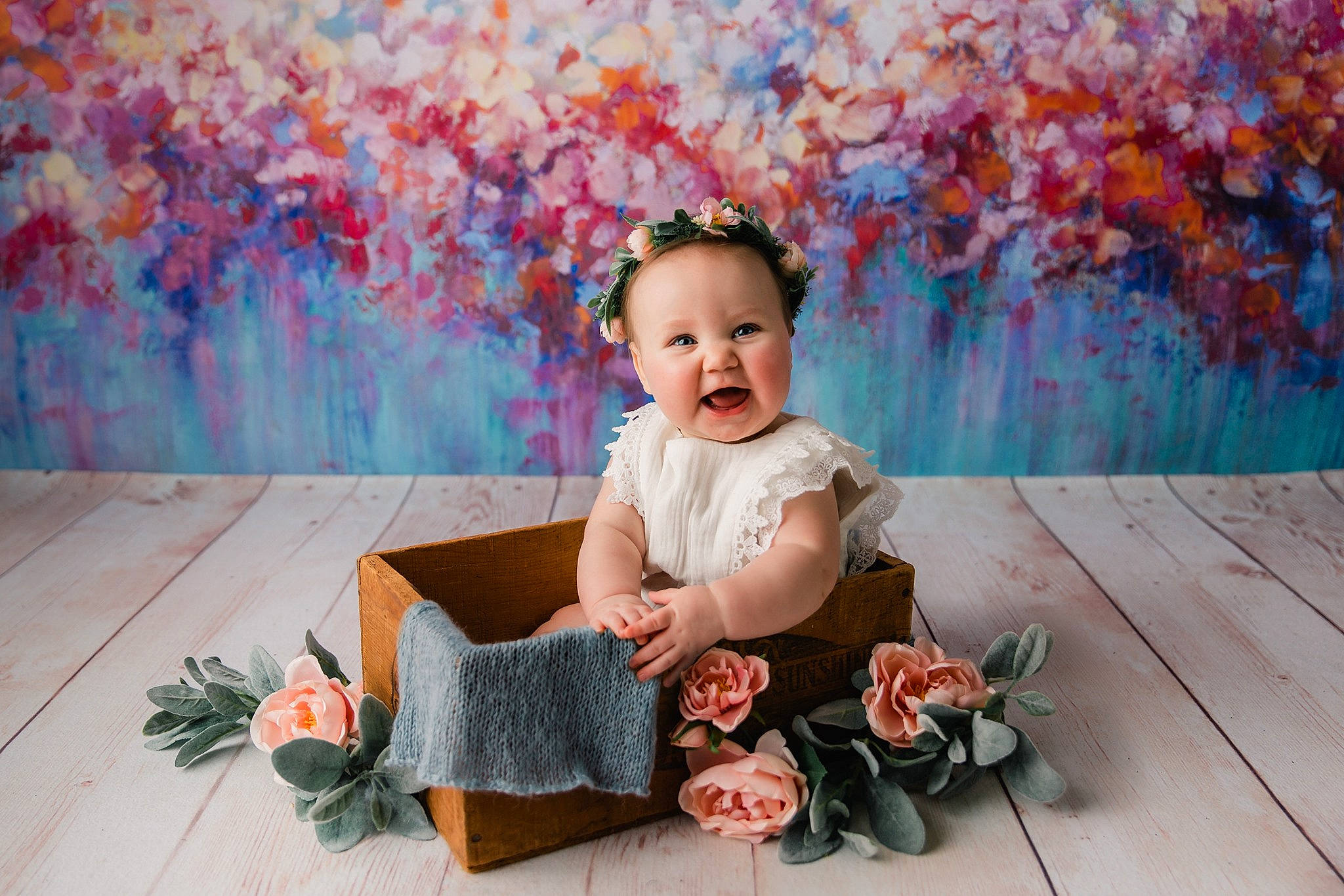 Liberty is registered to the contest to win money with this photo: baby, child, floral_design, flower, leaf, person, photography, plant, sitting, toddler