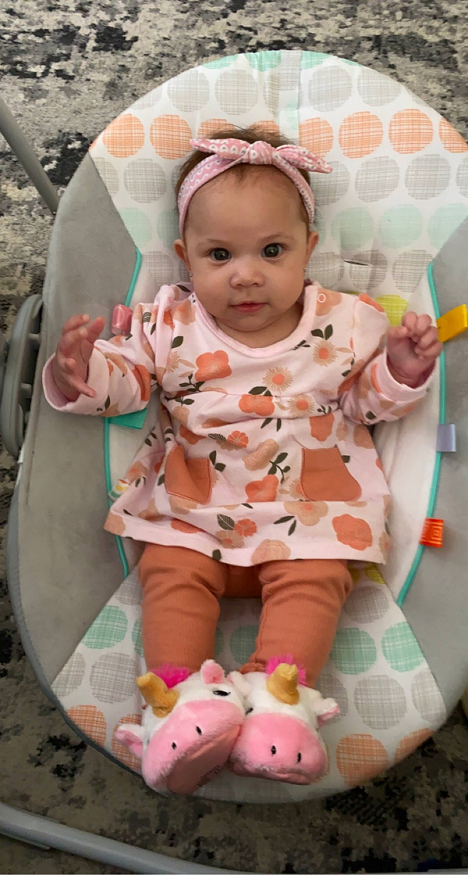 Ciara is registered to the contest to win money with this photo: arm, baby, baby_products, baby_safety, baby_toddler_clothing, cheek, eye, face, fun, happy, head, mouth, pattern, person, photograph, pink, skin, sleeve, smile, textile
