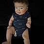 baby, infant, child, onesie, blue_clothing, smile, sitting, cute, chubby, skin, face, happy, young, person, legs, arms, expression, indoor, portrait, diaper