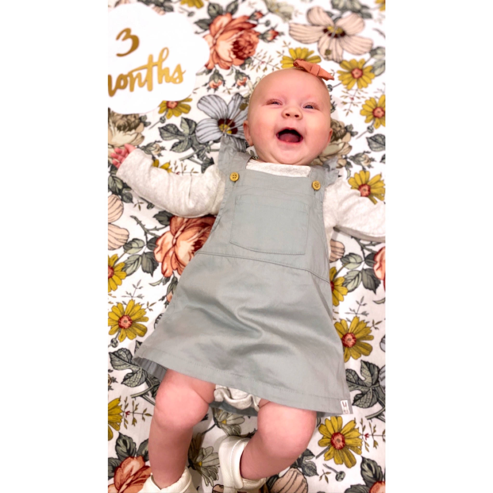 Marlowe joined the competition — help win amazing prizes! baby, baby_products, baby_toddler_clothing, beige, child, clothing, dress, headwear, outerwear, pattern, person, product, sleeve, toddler