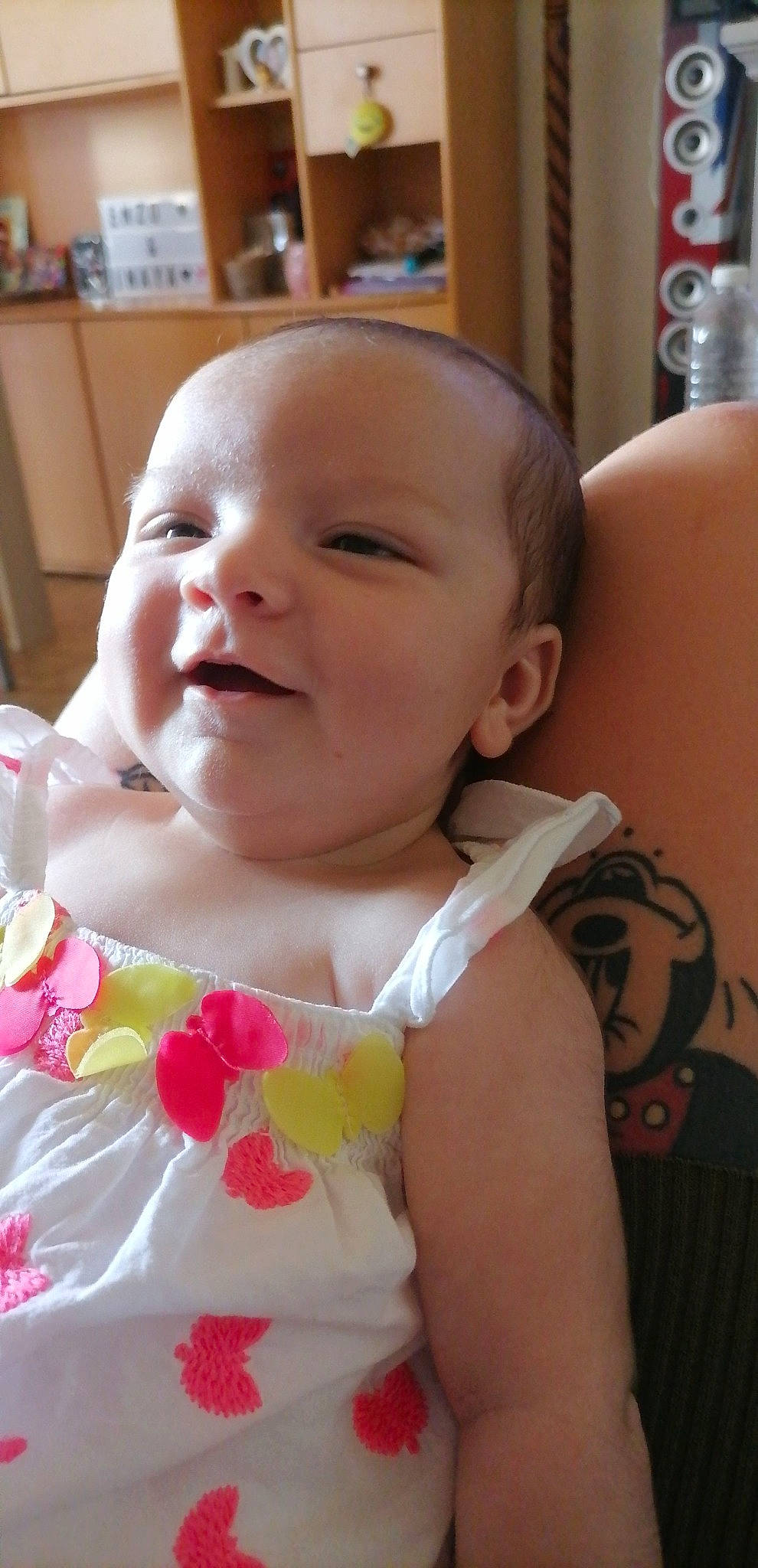 Inaya a rejoint le concours — aidez-le/la à gagner de superbes lots ! baby, baby_toddler_clothing, cheek, child, chin, dress, eye, fun, happy, head, iris, lip, mouth, nose, pattern, person, product, skin, sleeve, smile