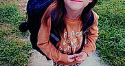 Annalisa joined the competition — help win amazing prizes! child, girl, backpack, bow, sweatshirt, leggings, boots, sidewalk, grass, outdoor, smile, happy, casual_clothing, young, person, cute, fashion, nature, playful, portrait