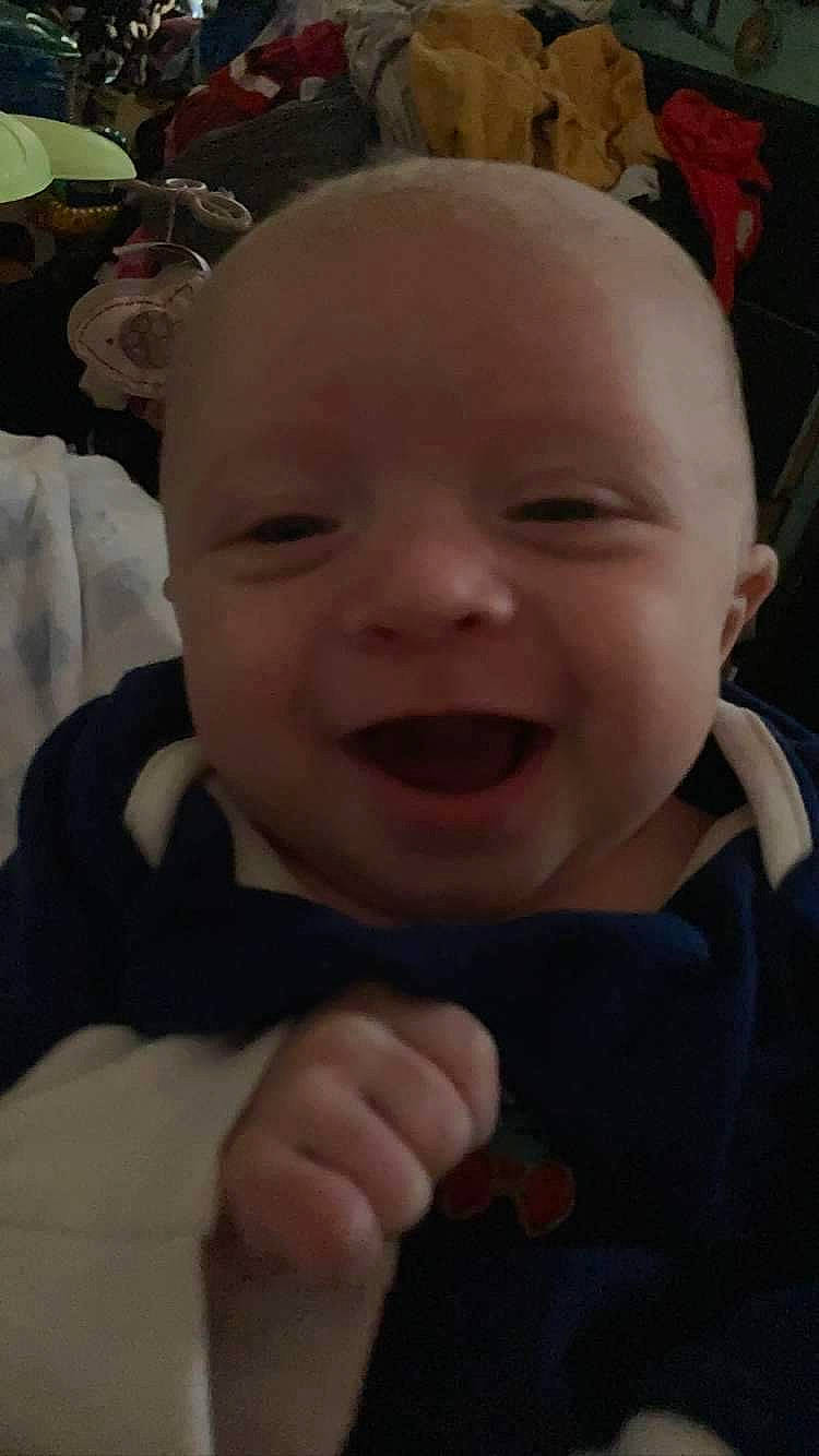 Oaklei joined the competition — help win amazing prizes! baby, baby_laughing, cheek, chin, eye, eyebrow, forehead, gesture, happy, head, iris, lip, mouth, nose, person, plant, skin, sleeve, smile, toddler