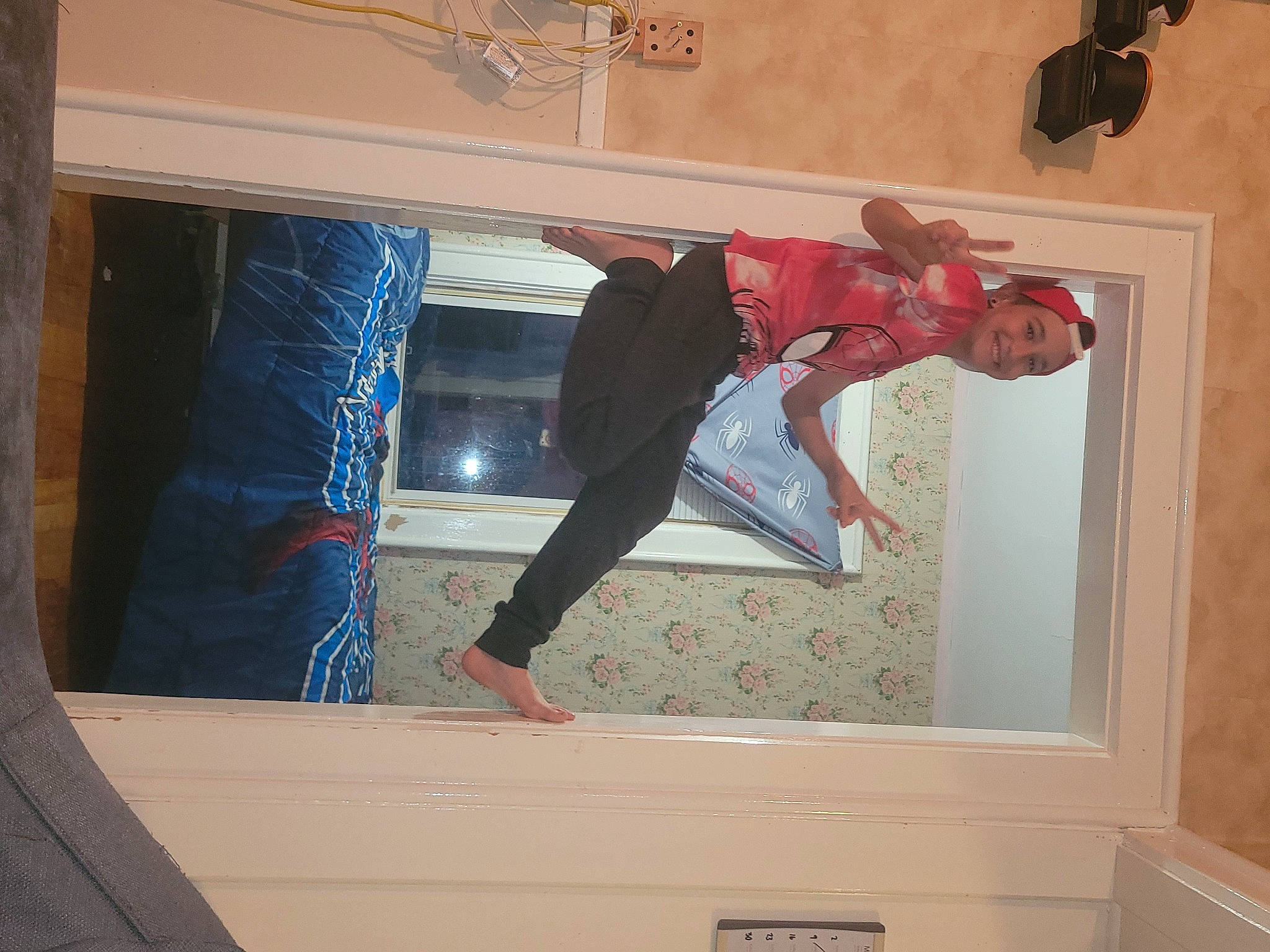 Jayden joined the competition — help win amazing prizes! balance, building, carmine, ceiling, elbow, flooring, fun, hardwood, headwear, human_leg, joy, knee, person, plaster, recreation, room, sleeve, sportswear, t_shirt, thigh