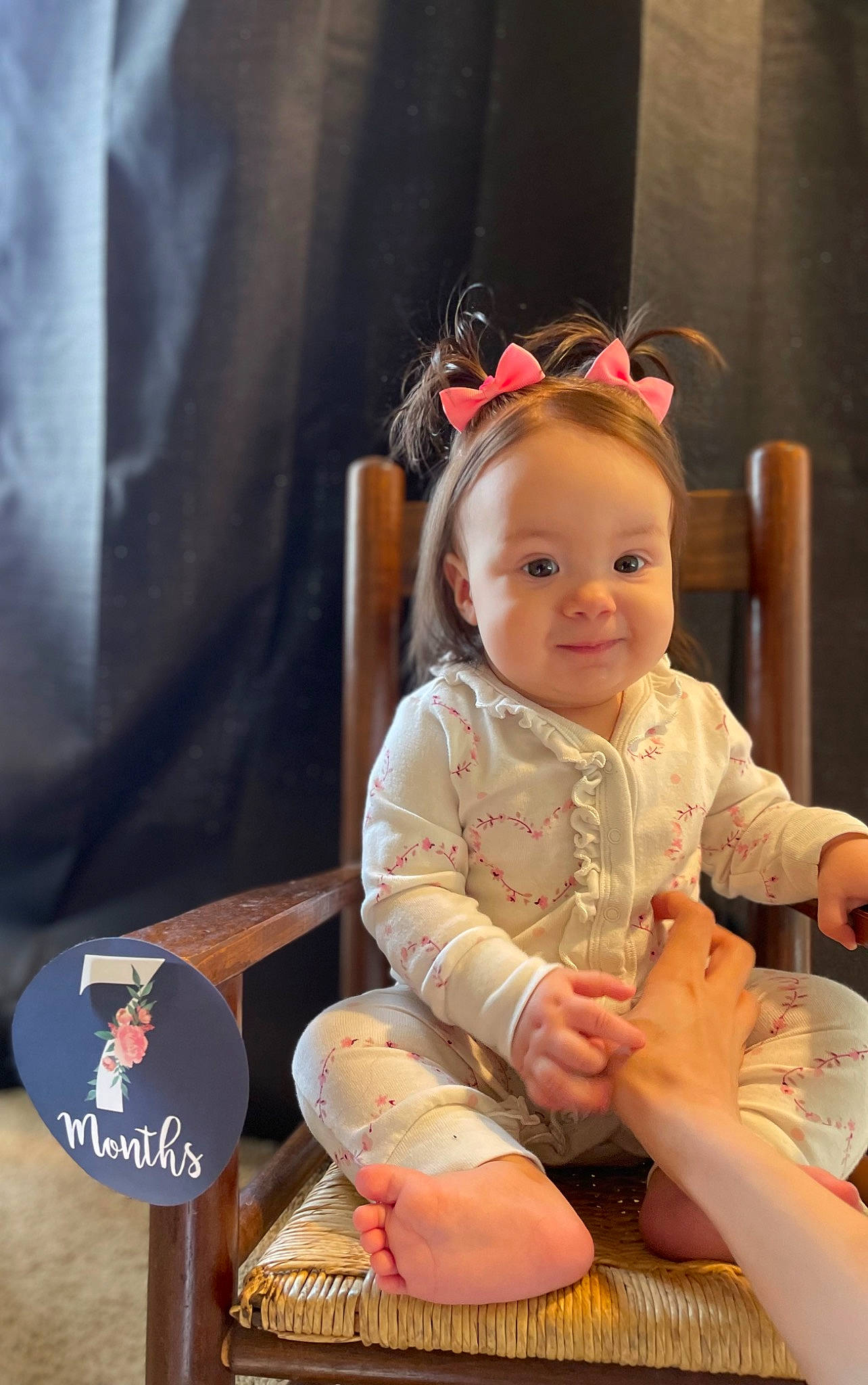 Sophia is registered to the contest to win money with this photo: baby, baby_toddler_clothing, chair, cheek, child, event, eye, fashion_accessory, flash_photography, fun, hair_accessory, happy, head, headband, headpiece, joy, person, pink, sitting, skin
