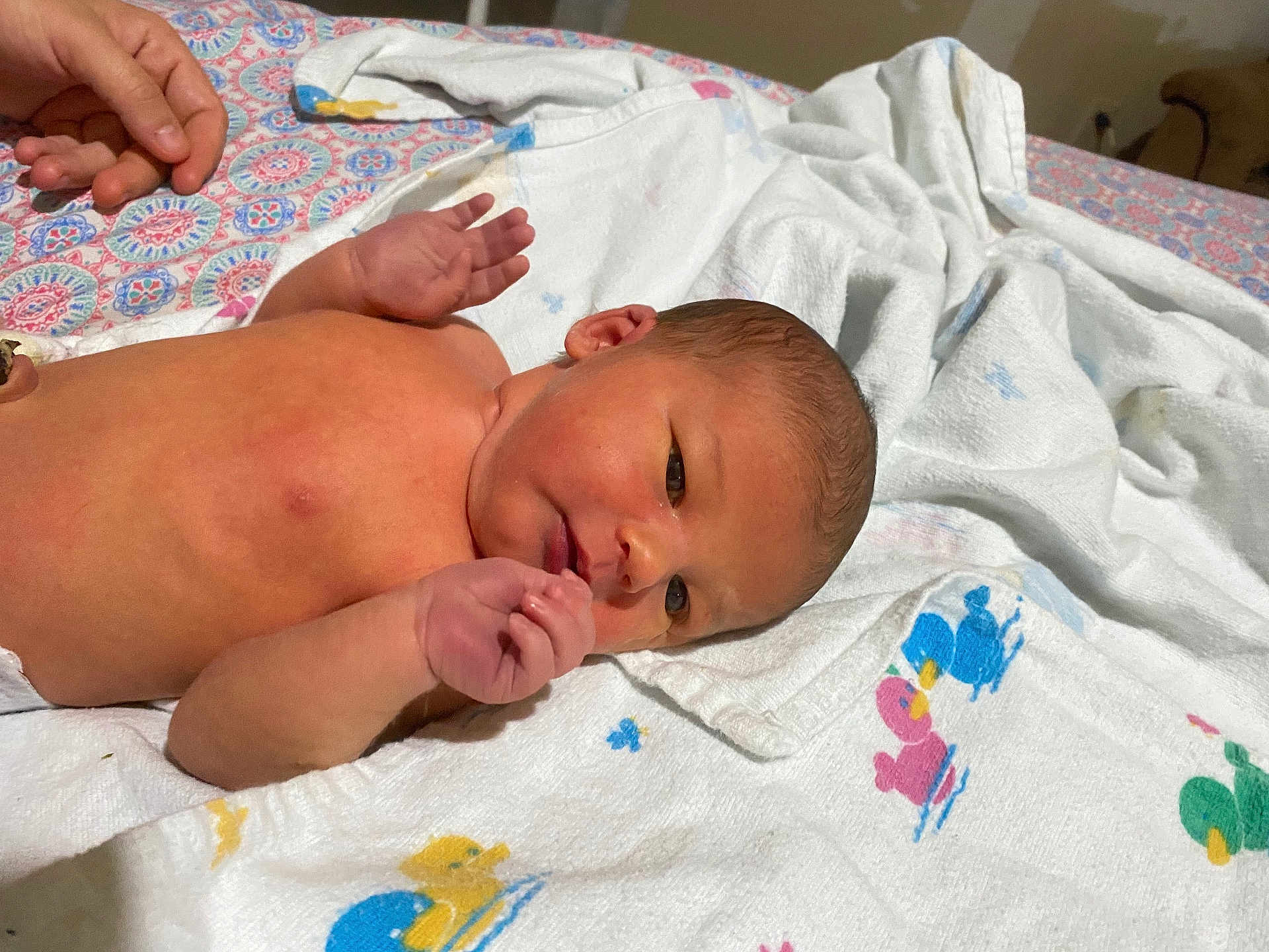 Luka joined the competition — help win amazing prizes! newborn, baby, infant, hand, towel, pattern, skin, person, lying_down, indoor, colorful, cute, small, child, human, family, resting, soft, care, newborn_baby