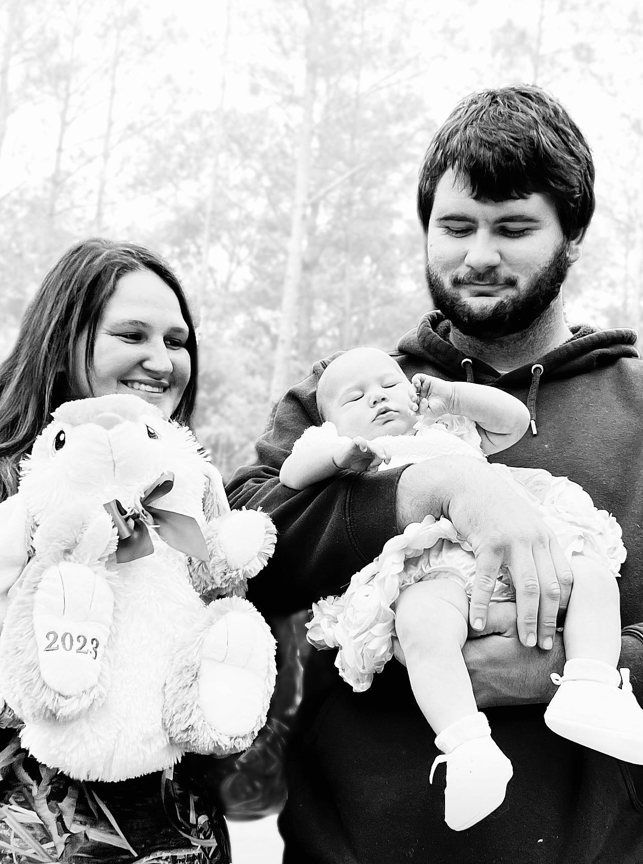 Koby is registered to the contest to win money with this photo: baby, black_and_white, event, flash_photography, friendship, fun, gesture, happy, interaction, joy, monochrome, monochrome_photography, people_in_nature, person, photograph, playing_with_kids, smile, style, teddy_bear, toddler