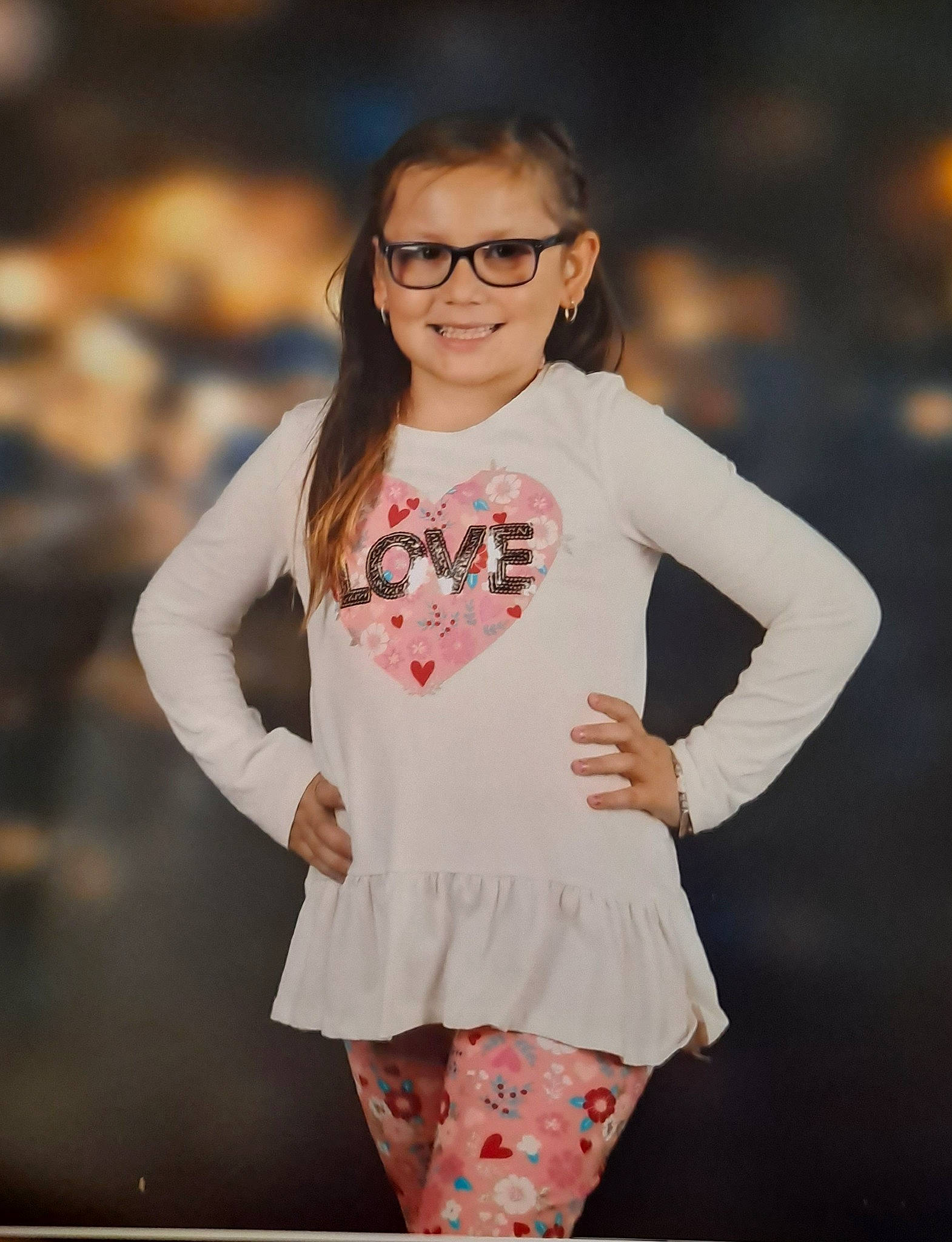 Leticia joined the competition — help win amazing prizes! collar, eyewear, face, fashion, glasses, hair, happy, head, joy, lip, neck, orange, outerwear, person, shoulder, sleeve, smile, street_fashion, thigh, vision_care