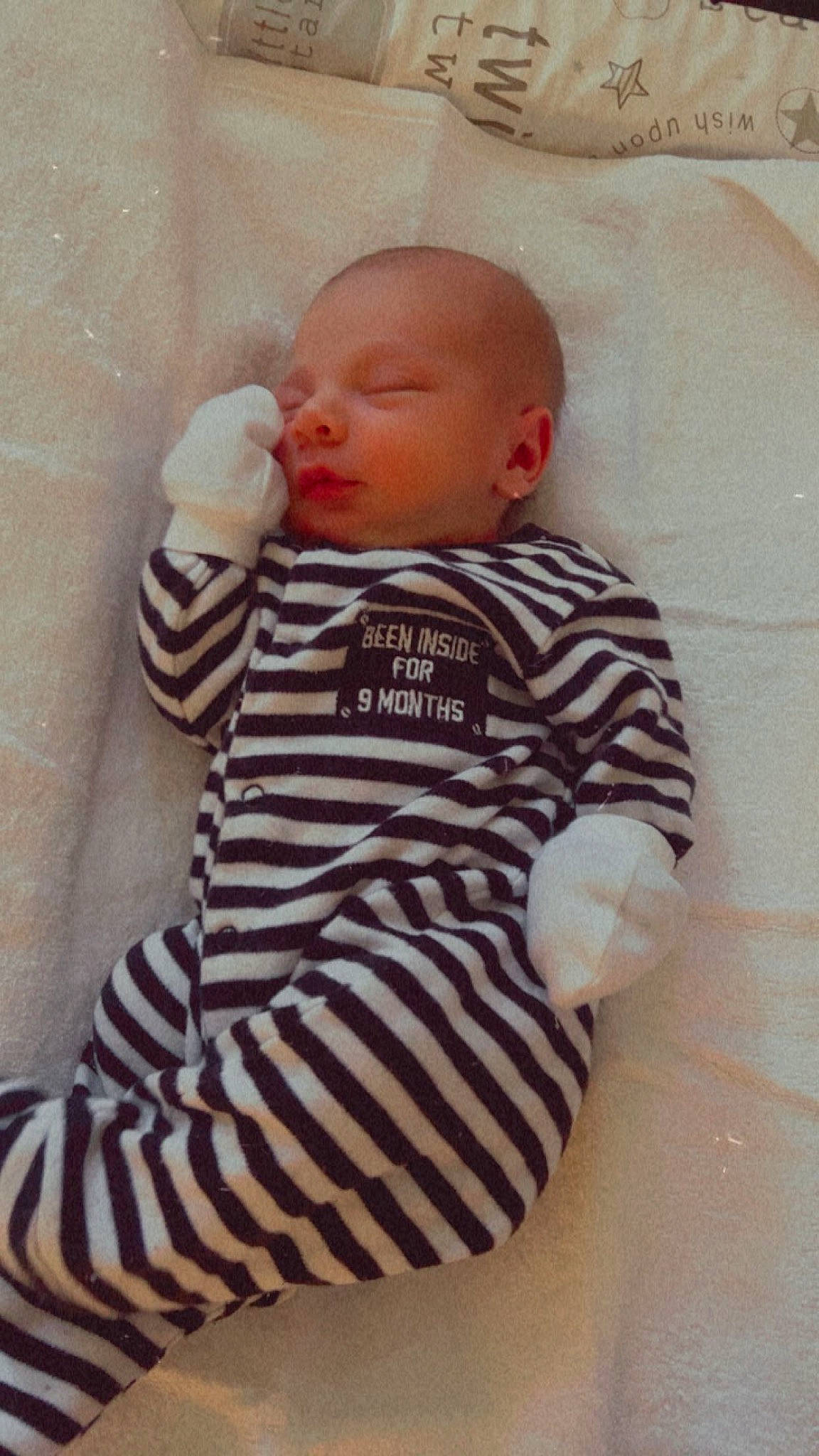 Harrison joined the competition — help win amazing prizes! baby, baby_toddler_clothing, cheek, child, comfort, eye, flooring, head, human_body, linens, mammal, neck, pattern, person, skin, sleeve, t_shirt, textile, toddler, vertebrate