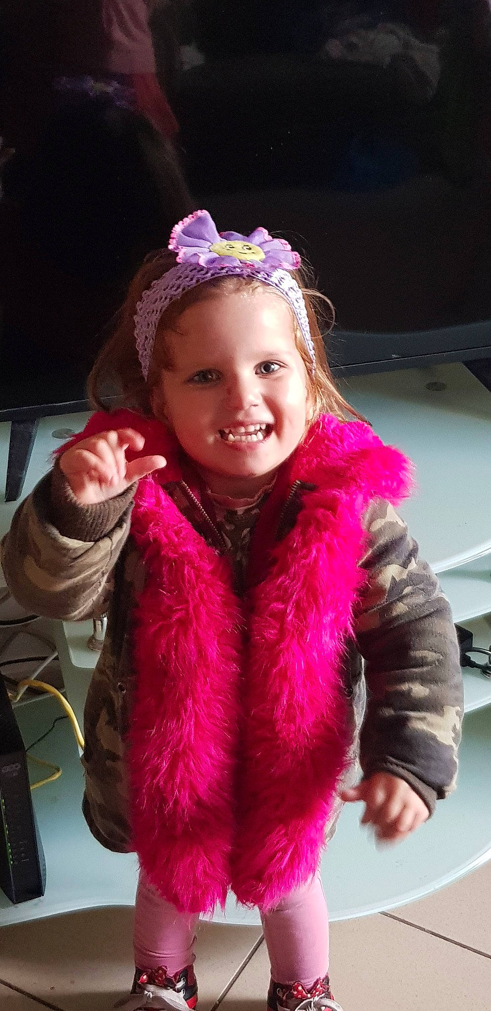 Chloe participe au concours pour gagner de l'argent avec cette photo : child, costume, facial_expression, fun, fur, girl, happiness, infant, joy, magenta, material, person, pink, product, purple, skin, smile, textile, toddler