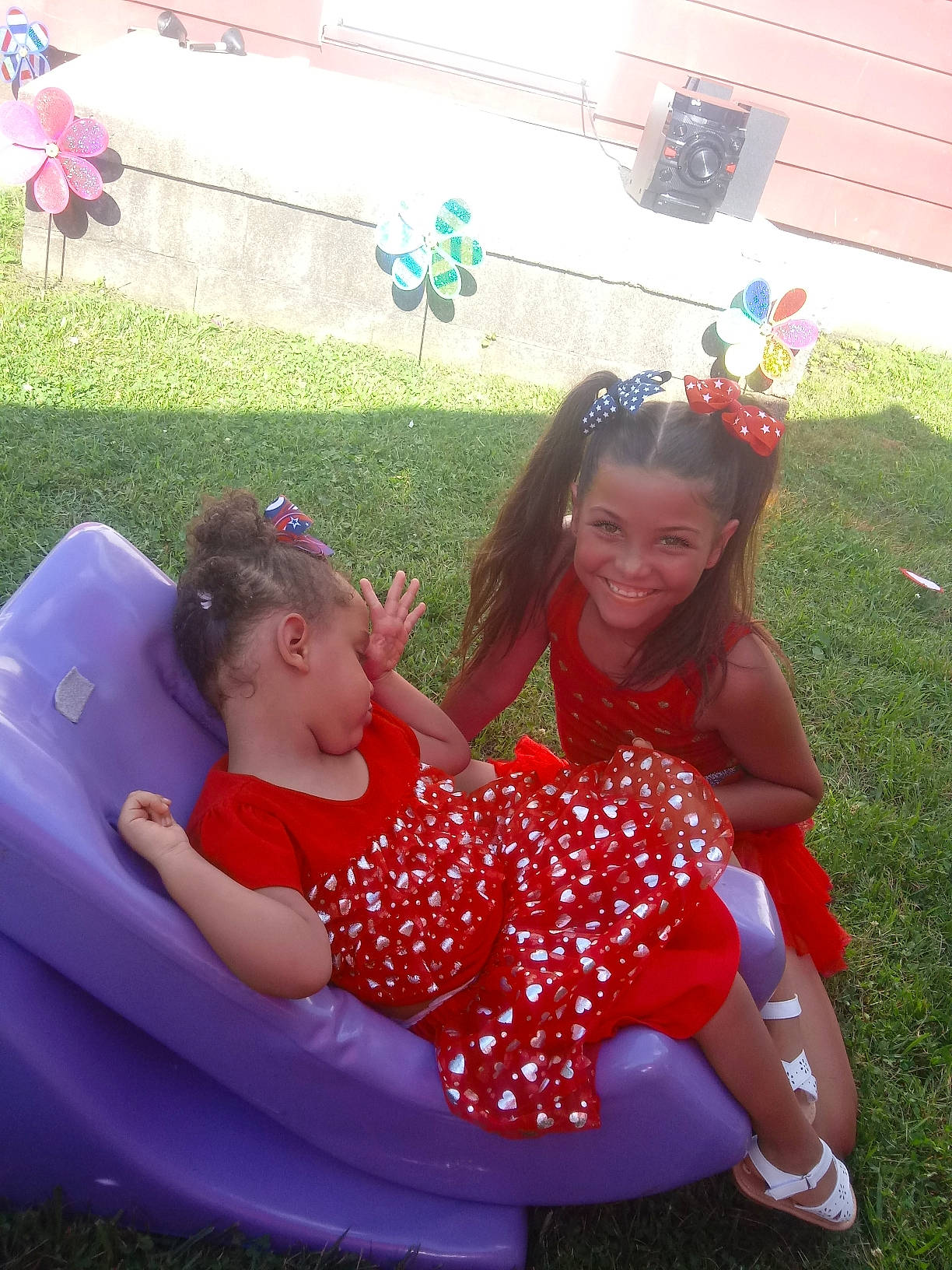 Amya joined the competition — help win amazing prizes! child, daughter, fawn, fun, grass, happy, joy, leisure, person, plant, play, sitting, smile, summer, toddler, vacation