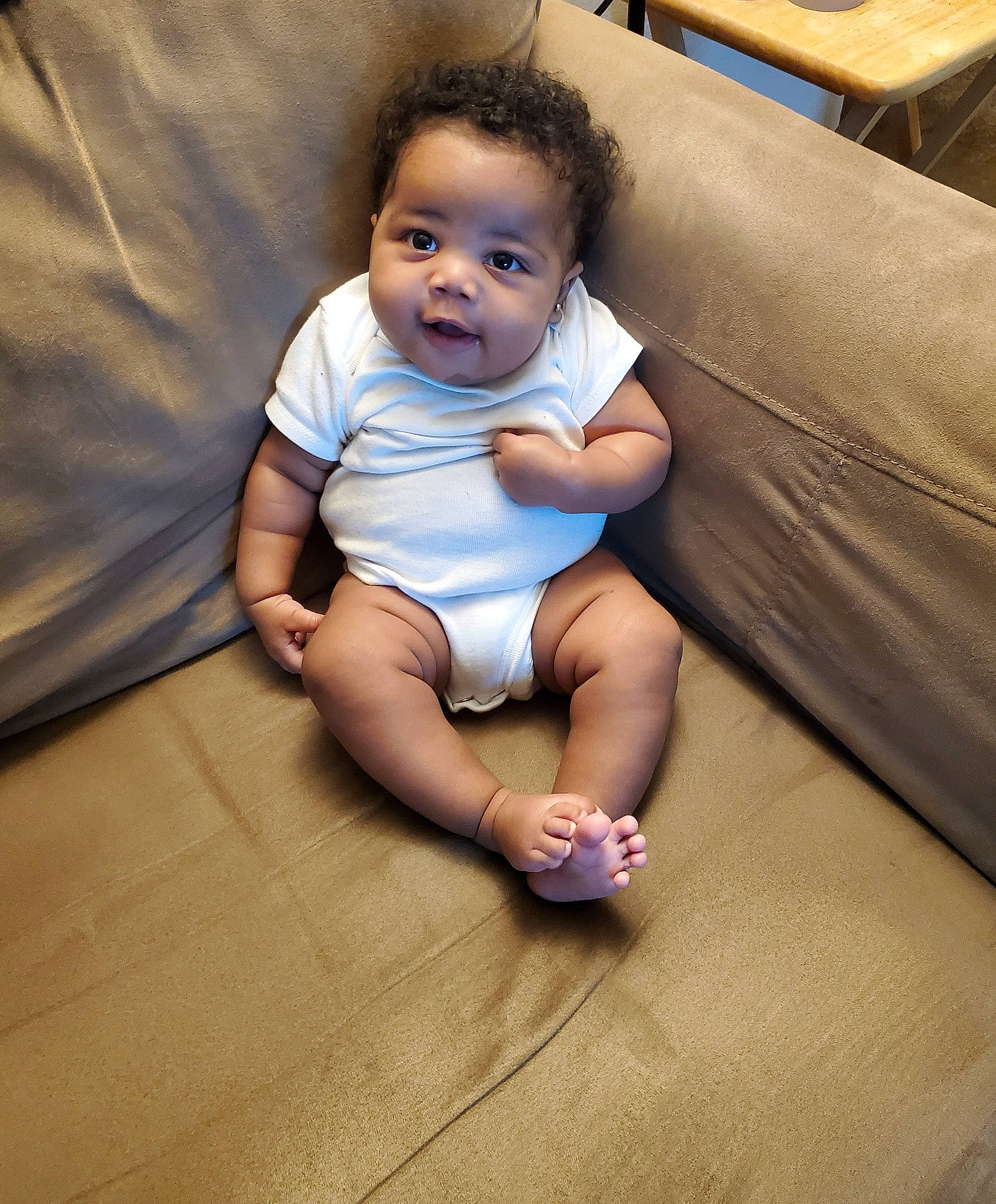 Desirée joined the competition — help win amazing prizes! arm, baby, cheek, child, finger, floor, flooring, foot, leg, person, sitting, skin, toddler