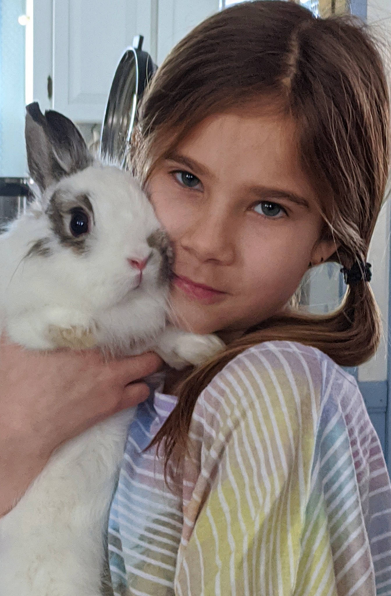 Katrina is registered to the contest to win money with this photo: domestic_rabbit, ear, fawn, hare, iris, joy, person, rabbit, rabbits_and_hares, skin, whiskers