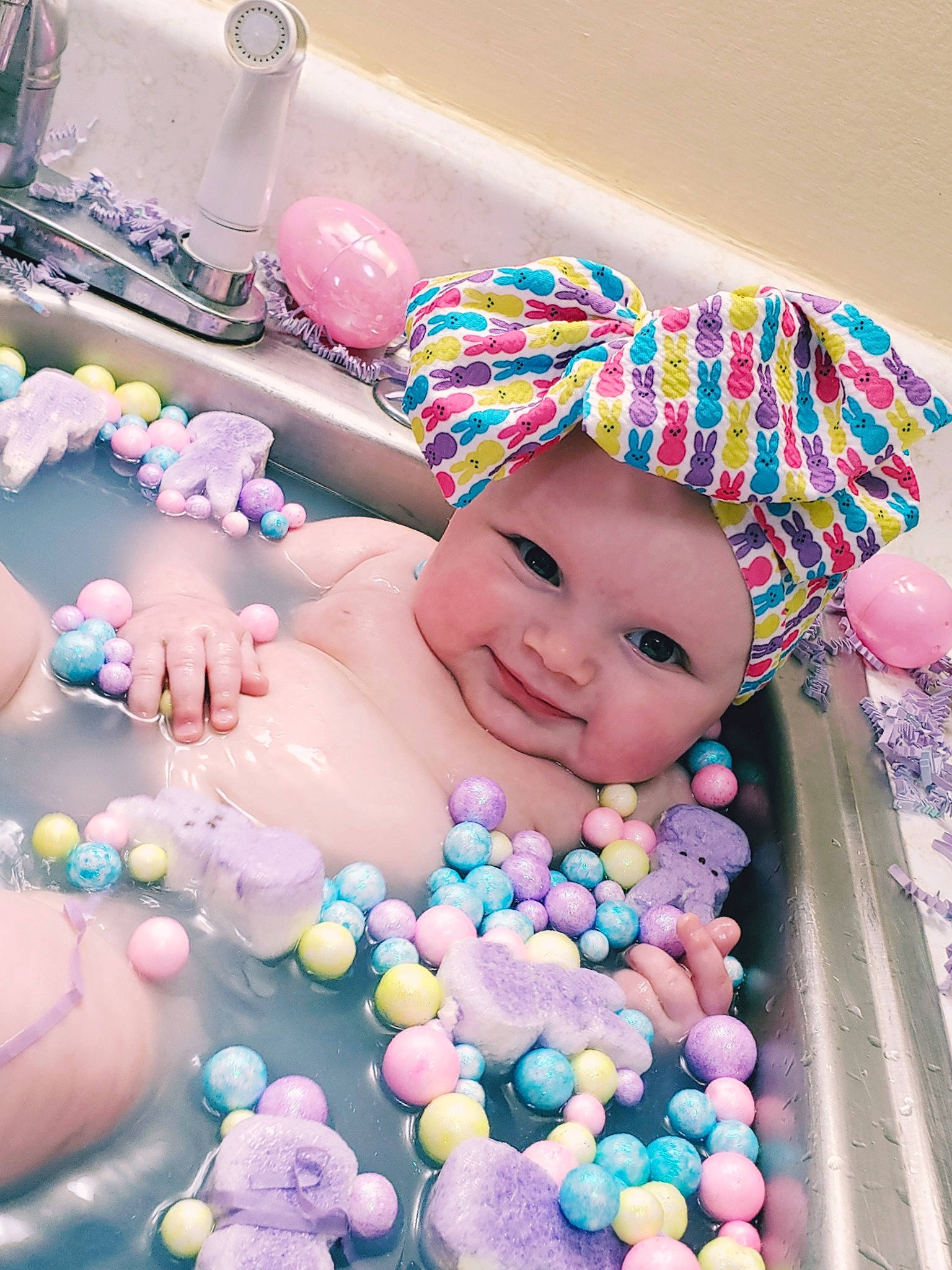 Isabella joined the competition — help win amazing prizes! aqua, art, baby, bathing, beauty, cap, child, event, fun, happy, headwear, leisure, party_supply, person, photograph, pink, product, smile, snapshot, sweetness
