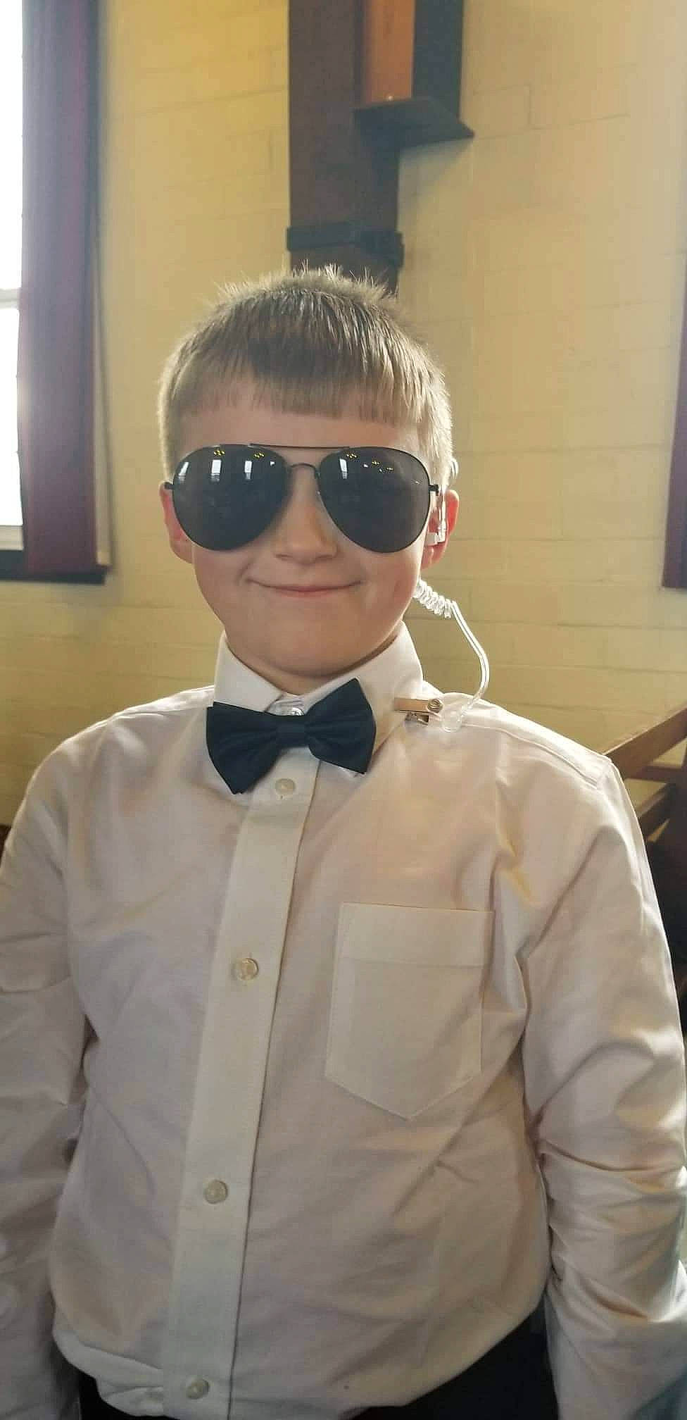 Hunter joined the competition — help win amazing prizes! blazer, bow_tie, chin, collar, cool, dress_shirt, eye_glass_accessory, eyewear, fashion_design, formal_wear, glasses, goggles, hairstyle, joy, neck, person, personal_protective_equipment, sleeve, street_fashion, sunglasses