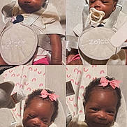 Kasori joined the competition — help win amazing prizes! baby, infant, child, pink_bow, white_shirt, baby_seat, blanket, smile, cute, portrait, indoors, seatbelt, happy, expression, closeup, skin, hair, comfort, collage, soft_lighting