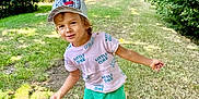 Marc a rejoint le concours — aidez-le/la à gagner de superbes lots ! child, boy, outdoor, grass, trees, nature, cap, shorts, tshirt, shoes, smiling, playful, sunny, daylight, path, greenery, happy, person, portrait, summer