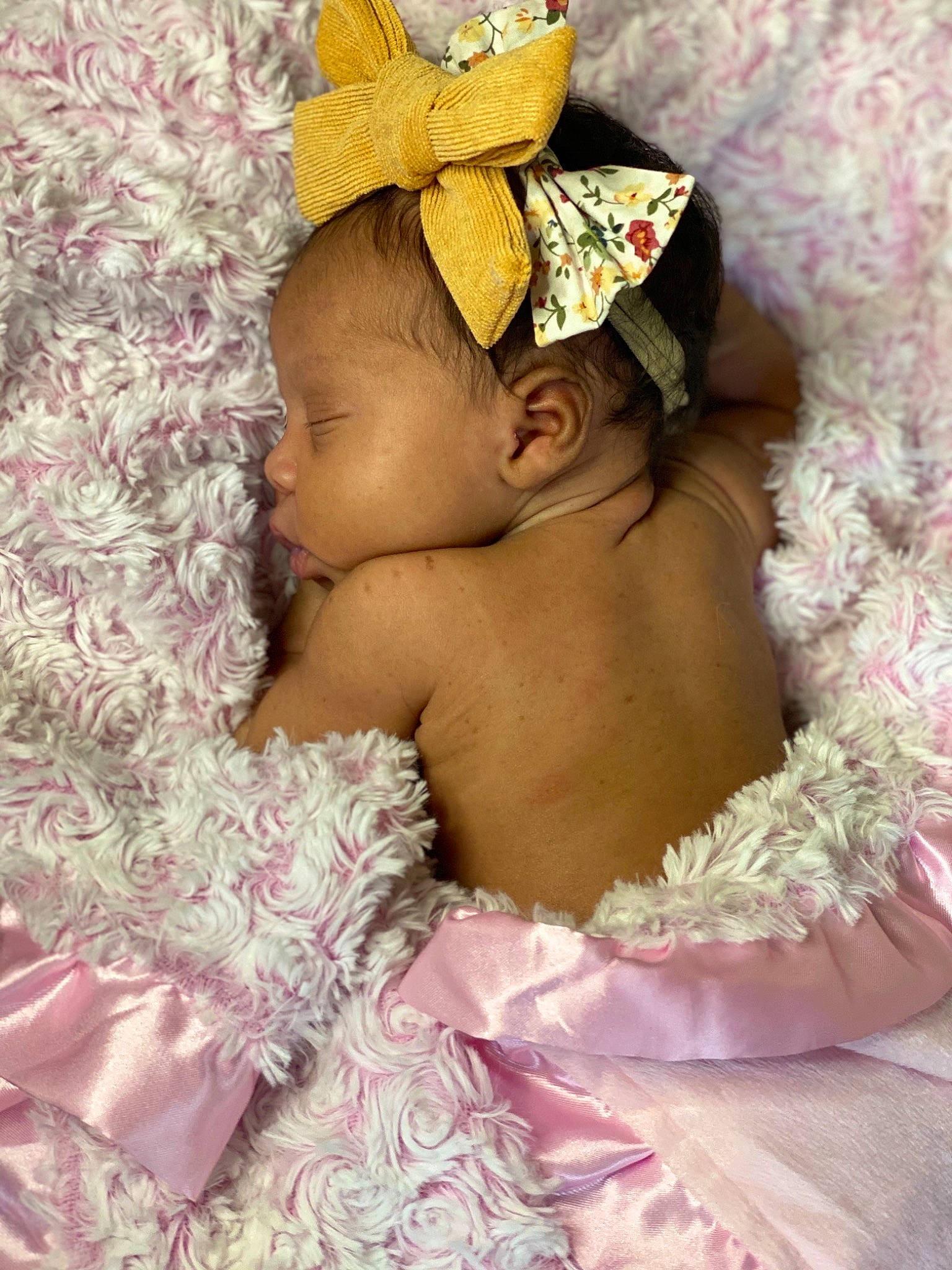 Ryah is registered to the contest to win money with this photo: baby, baby_bloomers, baby_products, baby_sleeping, baby_toddler_clothing, bed_sheet, bedtime, costume_accessory, costume_hat, fictional_character, hair_accessory, headband, headgear, headpiece, linens, nap, person, pink, sleep, stomach