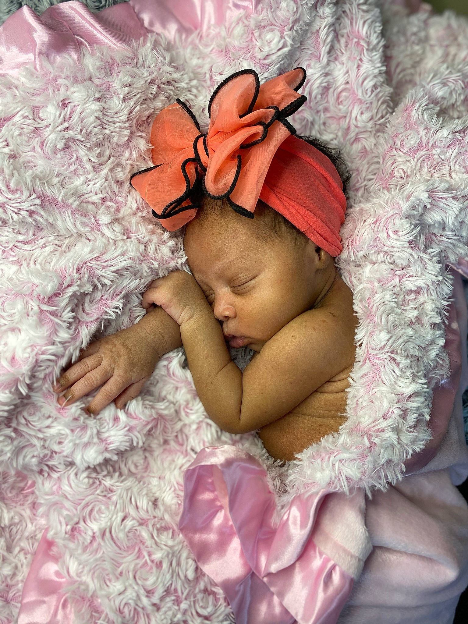 Ryah joined the competition — help win amazing prizes! baby, baby_bloomers, baby_products, baby_toddler_clothing, bed_sheet, child, costume_accessory, costume_hat, flesh, hair_accessory, headband, headpiece, linens, natural_material, peach, person, pink, stomach, toddler