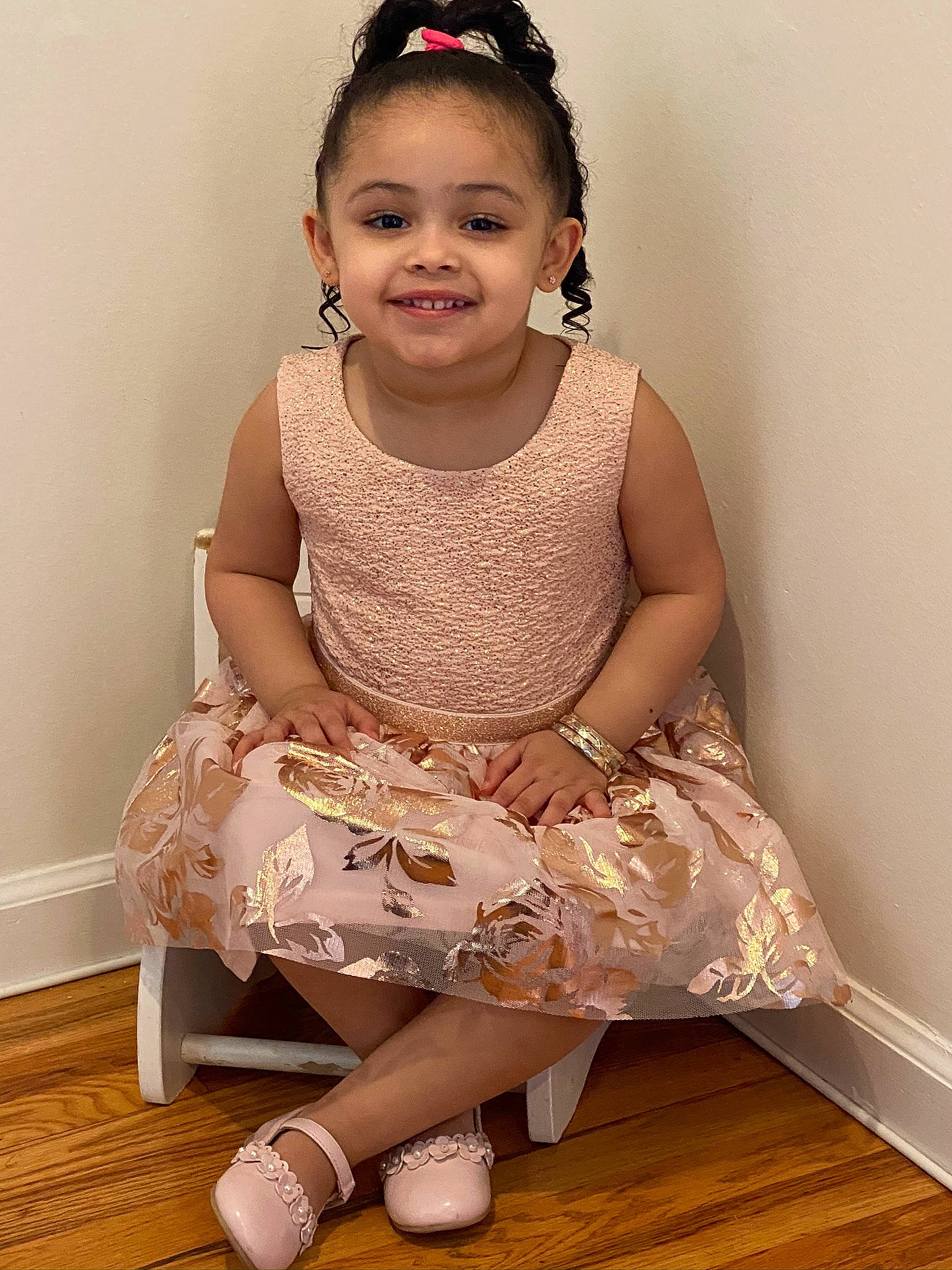 Sophia joined the competition — help win amazing prizes! child, child_model, clothing, costume, dress, fashion_accessory, hair_accessory, headband, headpiece, joy, leg, person, shoe, sitting, smile, toddler