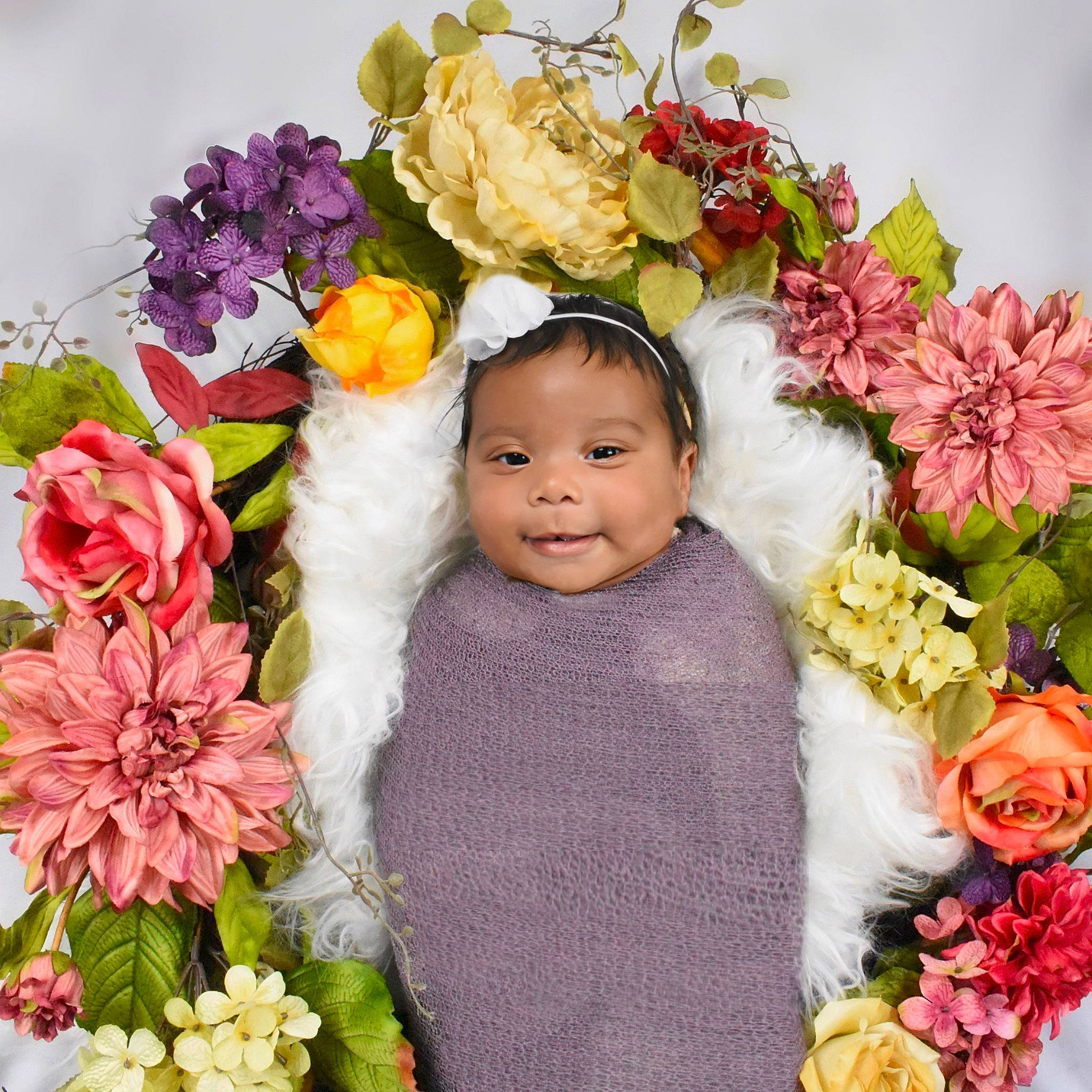 Aiyana joined the competition — help win amazing prizes! artificial_flower, baby, baby_toddler_clothing, bouquet, creative_arts, cut_flowers, flower, flower_arranging, flowering_plant, garden_roses, happy, hybrid_tea_rose, joy, person, petal, pink, plant, rose, rose_family, smile