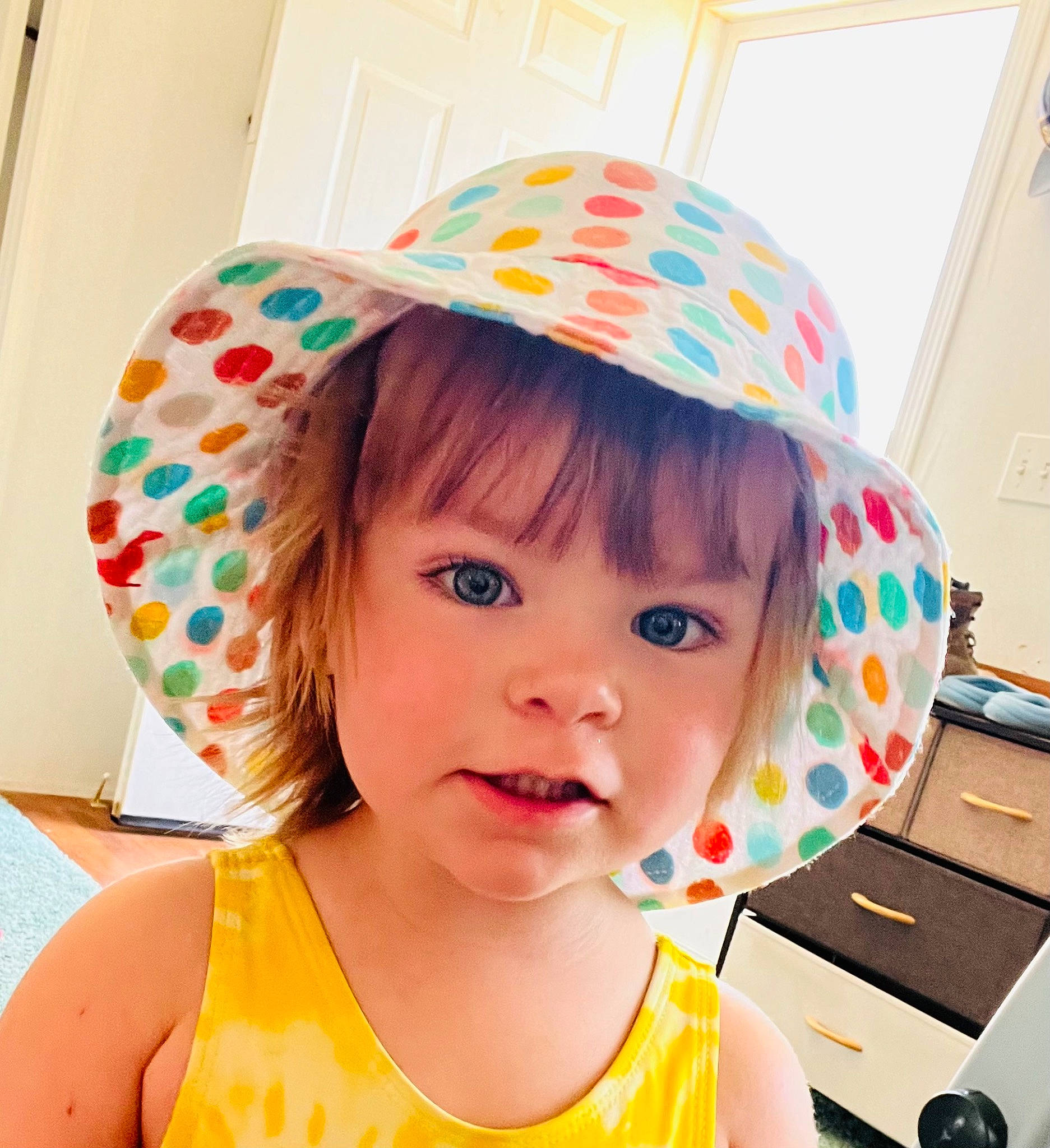 Dixie joined the competition — help win amazing prizes! baby_toddler_clothing, cap, child, cool, costume_hat, eyelash, facial_expression, fun, happy, hat, helmet, party_supply, pattern, person, pink, play, product, sleeve, t_shirt, toddler