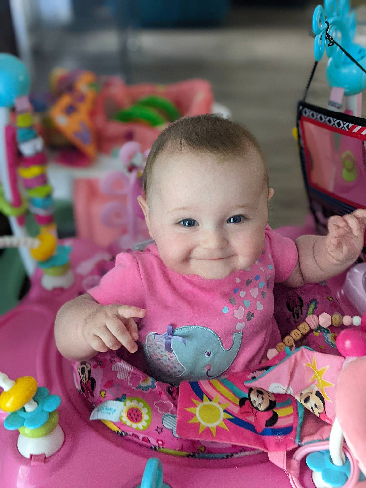 Coraline joined the competition — help win amazing prizes! baby, baby_playing_with_toys, baby_products, baby_toddler_clothing, cheek, child, event, facial_expression, fun, happy, joy, leisure, person, photograph, pink, product, purple, sitting, skin, smile