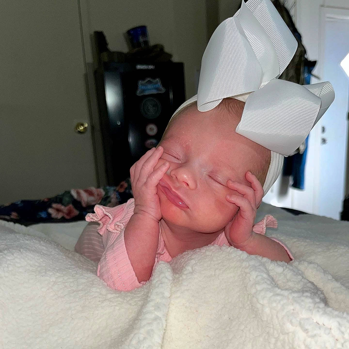 Kensley joined the competition — help win amazing prizes! arm, baby, child, chin, comfort, eye, eyebrow, finger, fun, hairstyle, home_appliance, human_body, joint, mouth, muscle, nose, person, shoulder, skin, thumb