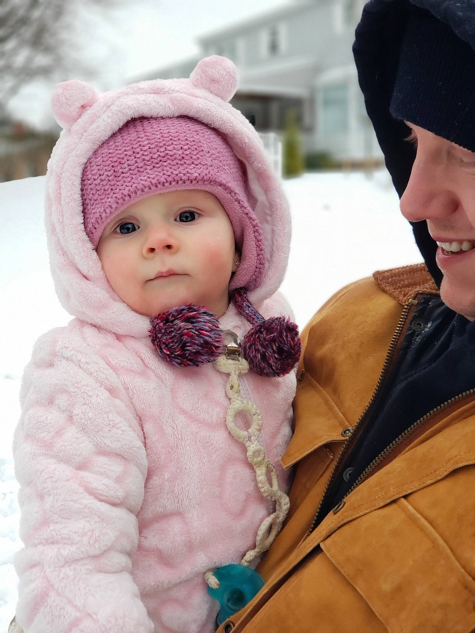 Kenna joined the competition — help win amazing prizes! baby, beanie, bonnet, cap, cheek, child, fur, hat, headgear, headwear, knit_cap, neck, outerwear, people, person, pink, skin, smile, snow, toddler