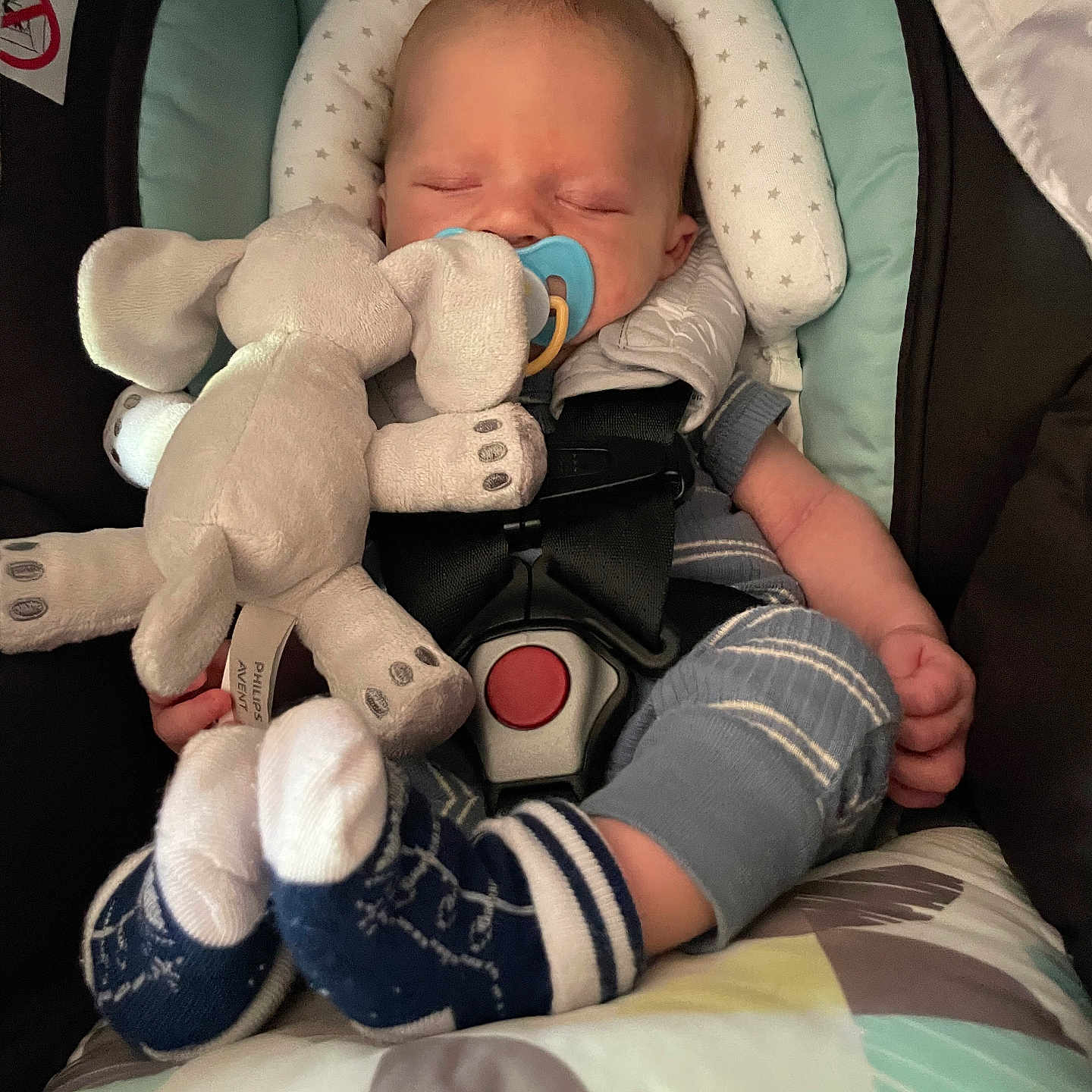 Carson is registered to the contest to win money with this photo: baby, bed, blanket, bodypart, clothing, couch, cushion, face, finger, furniture, hand, head, homedecor, hosiery, newborn, person, photography, portrait, sleeping, sock