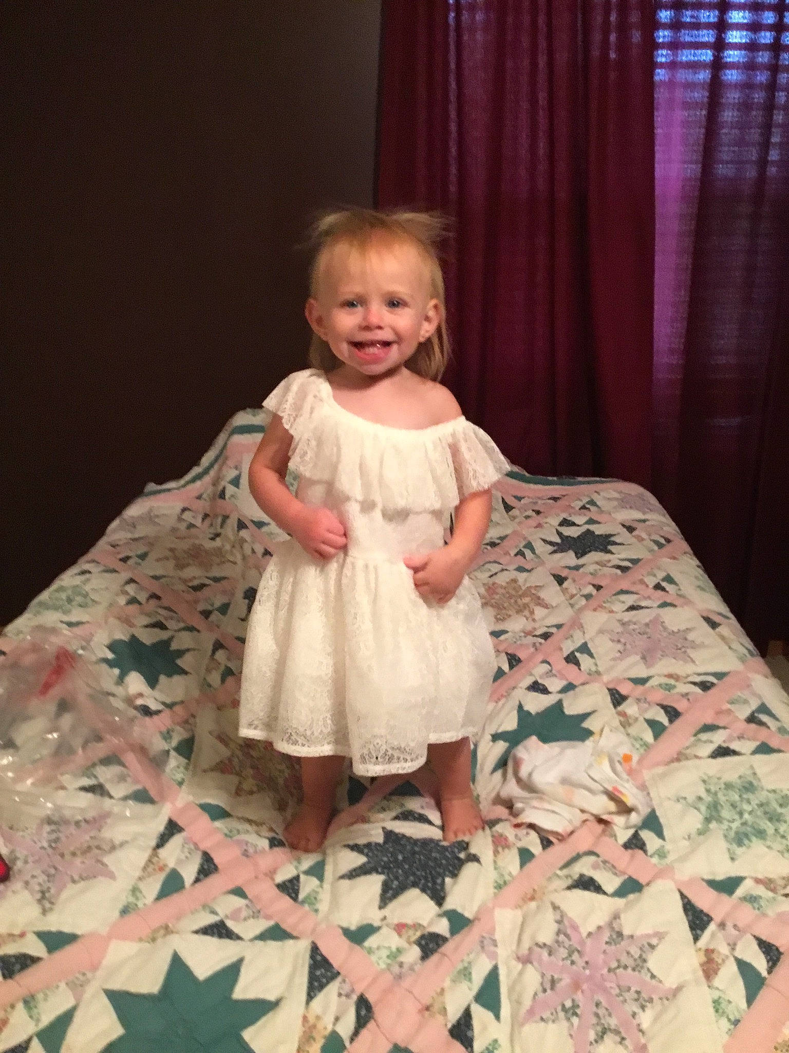 Heidi joined the competition — help win amazing prizes! child, dress, flooring, girl, infant, joy, person, product, sitting, standing, textile, toddler