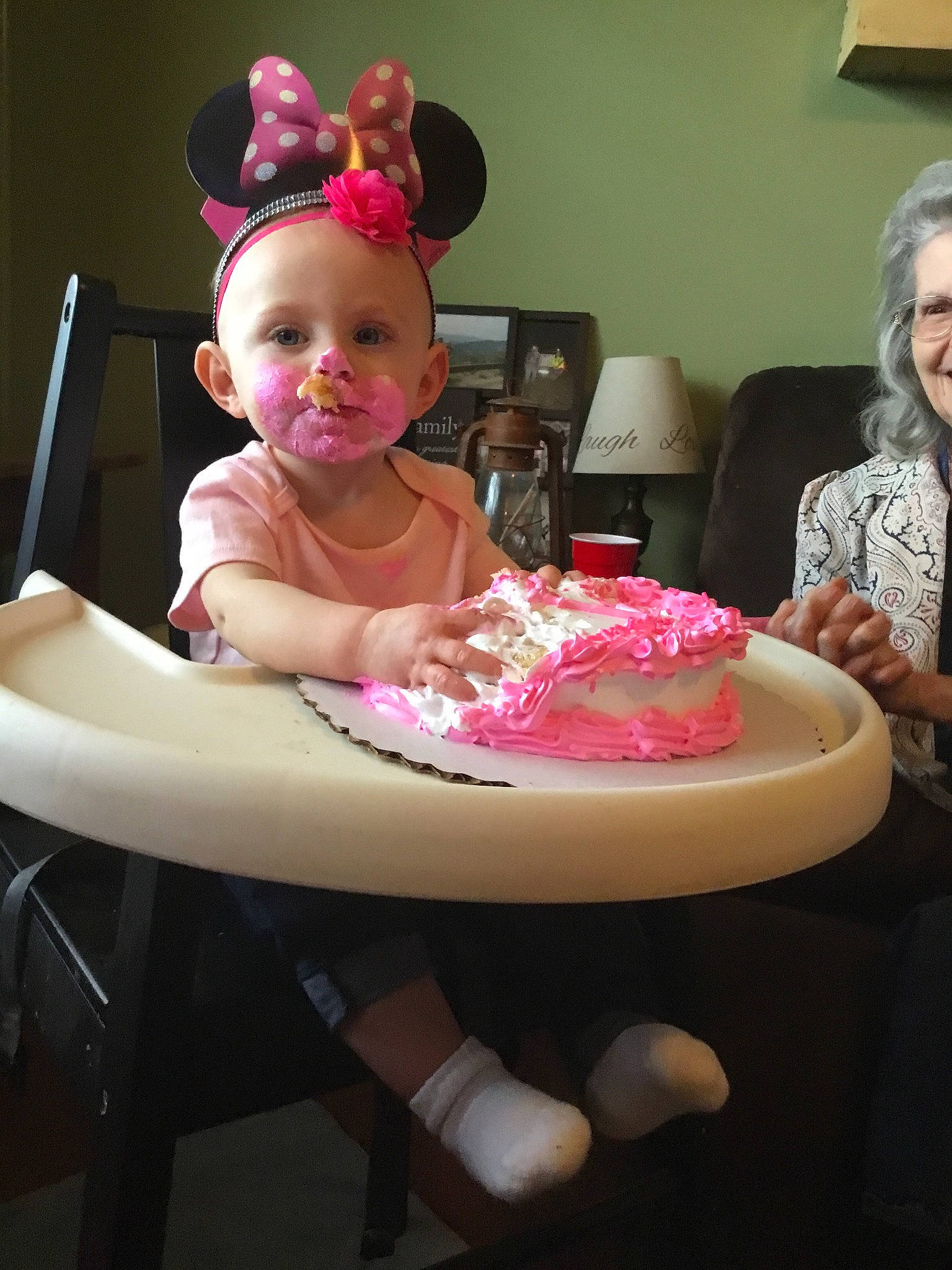 Heidi is registered to the contest to win money with this photo: birthday, cake, child, day, food, fun, furniture, party, person, pink, product, toddler