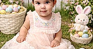 Sarahis joined the competition — help win amazing prizes! basket, bunting_flags, child, cute, decorations, easter_eggs, flower_hair_ties, garden, girl, grass, hair_accessories, outdoor, picket_fence, pink_dress, plush_bunny, portrait, smiling, spring, toddler, white_shoes