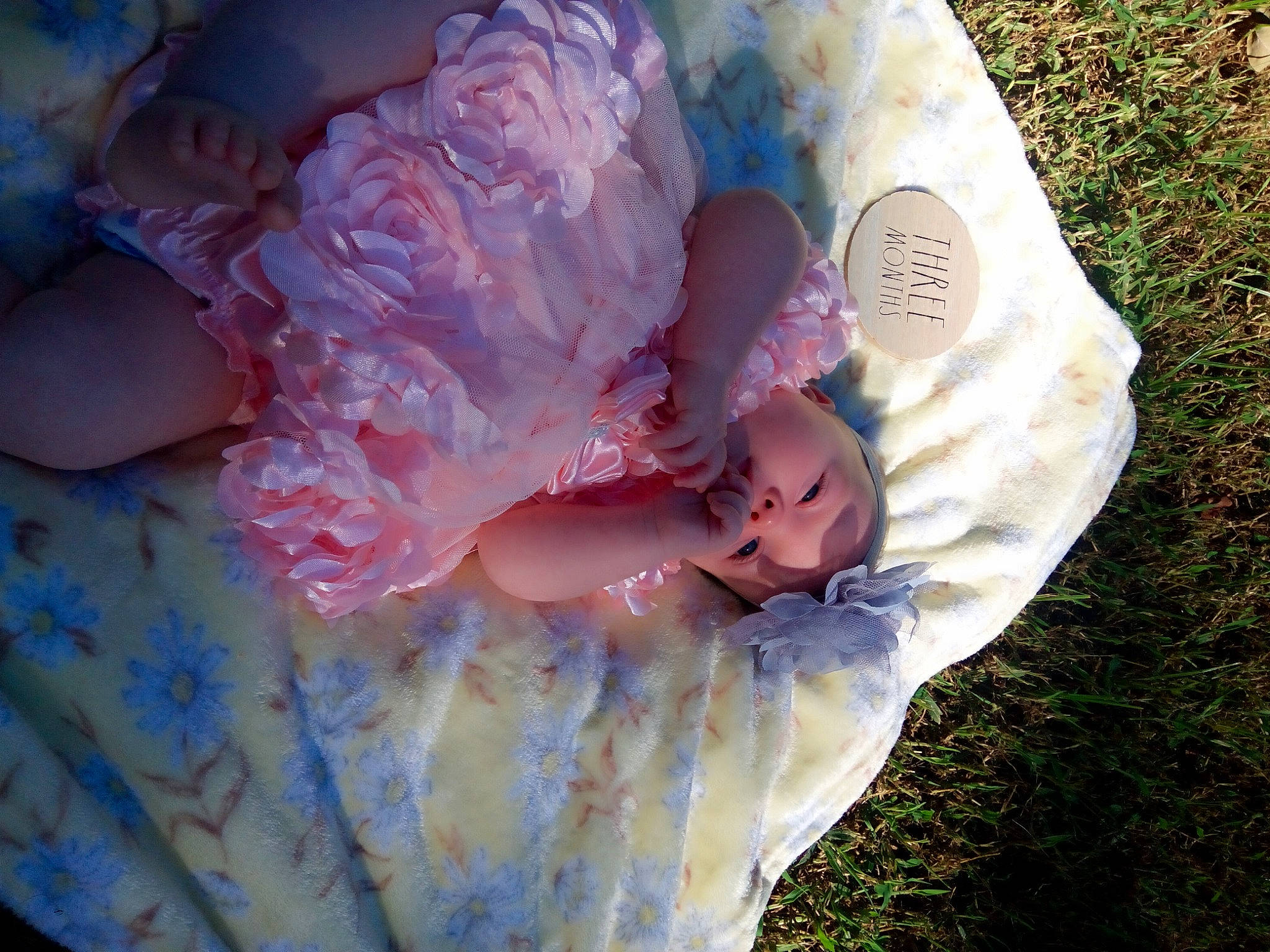 Jazmyn is registered to the contest to win money with this photo: baby, baby_products, baby_toddler_clothing, child, cut_flowers, embellishment, fashion_accessory, finger, fun, grass, hair_accessory, happy, headpiece, magenta, peach, people_in_nature, person, petal, pink, sitting