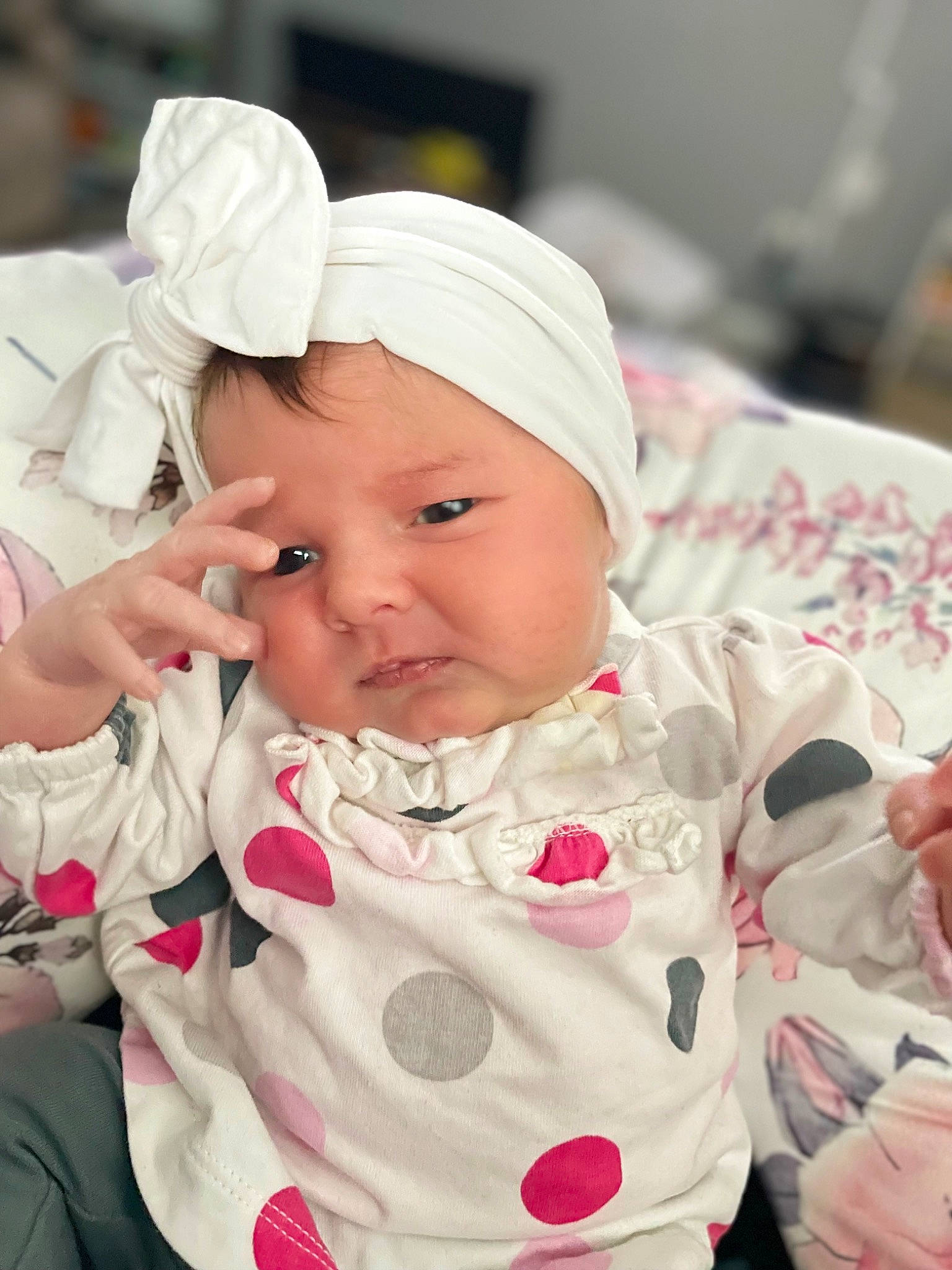 Lilian joined the competition — help win amazing prizes! baby, baby_toddler_clothing, cap, cheek, child, comfort, event, face, fun, grass, happy, hat, headwear, lip, mouth, person, pink, portrait_photography, sitting, skin