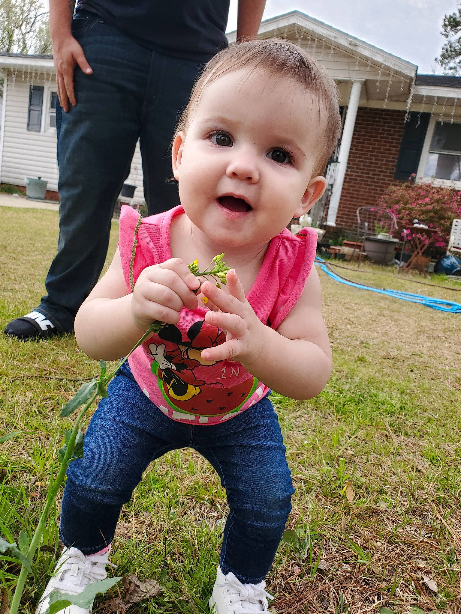 Wendy is registered to the contest to win money with this photo: baby, child, fun, grass, person, plant, smile, soil, toddler
