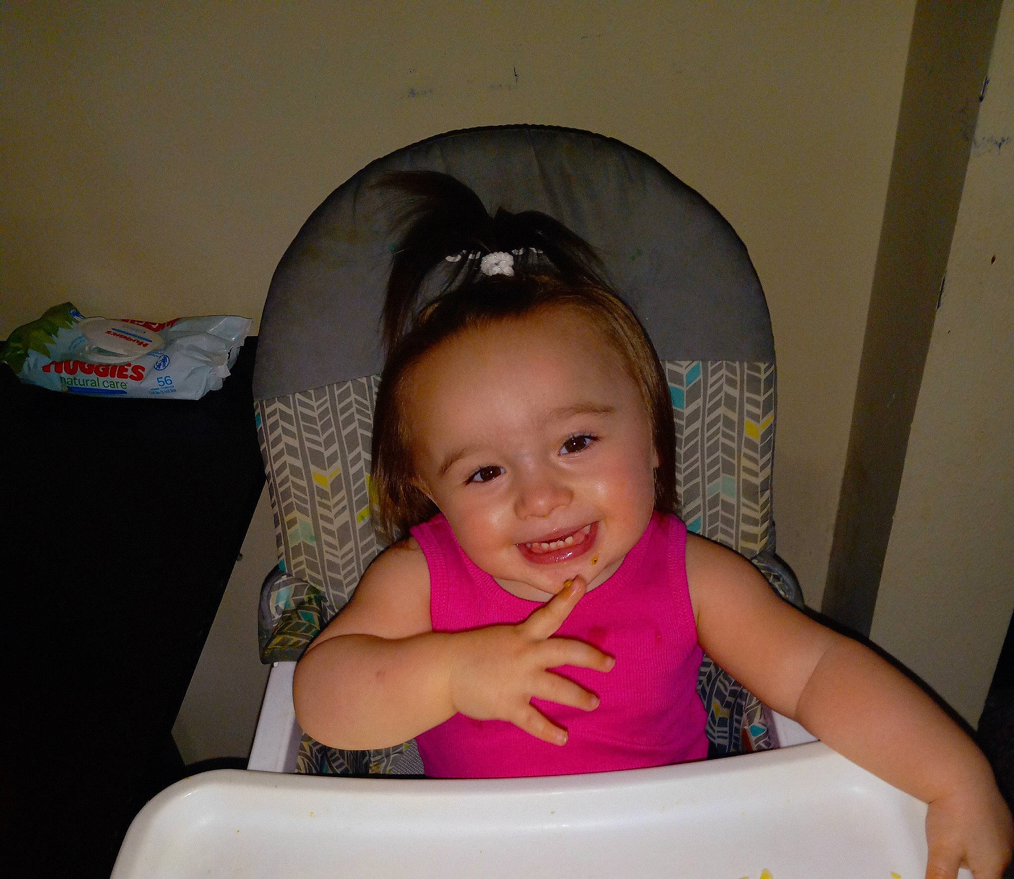 Kynslee is registered to the contest to win money with this photo: baby, baby_products, baby_toddler_clothing, car_seat, chair, cheek, child, comfort, fun, happy, hat, head, joy, lap, leisure, magenta, person, room, sitting, smile