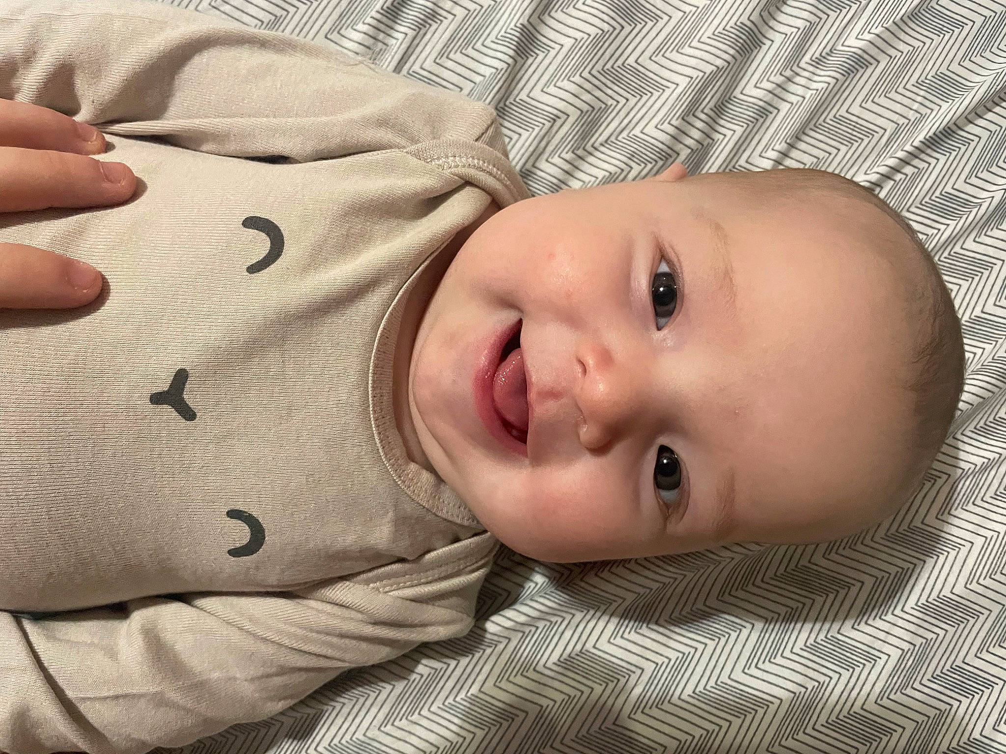Annalee is registered to the contest to win money with this photo: baby, baby_toddler_clothing, cheek, chin, comfort, eye, eyebrow, face, gesture, head, iris, lip, mammal, mouth, nose, person, skin, sleeve, smile, toddler